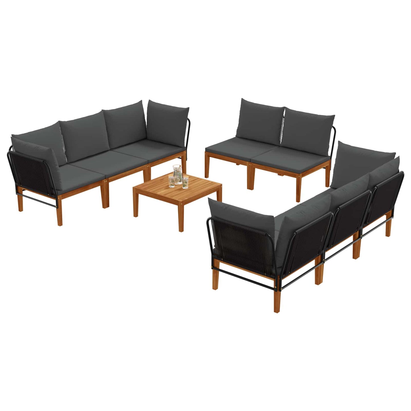 vidaXL 9 pcs Στερεό Acacia Ξύλο & Σχοινί Φυσικό
