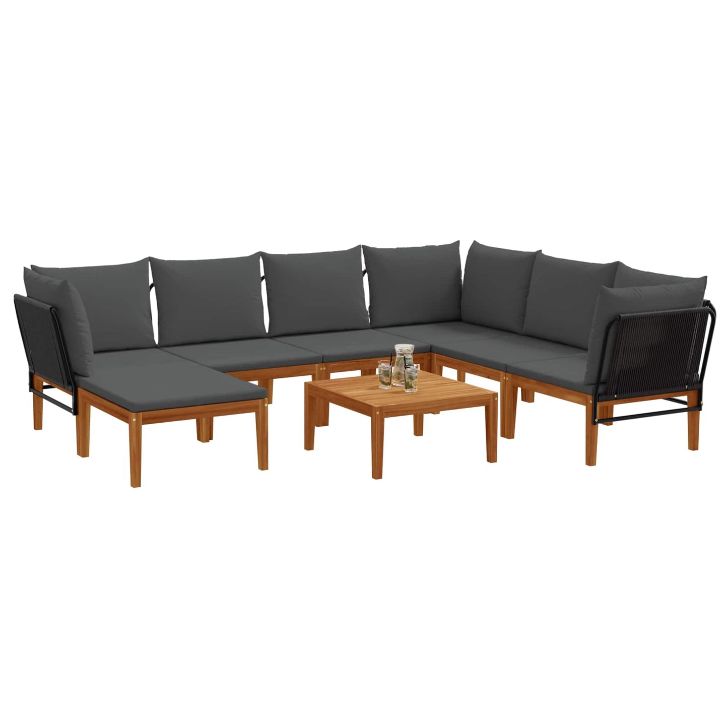 vidaXL 8 pcs Στερεό Acacia Ξύλο & Σχοινί Φυσικό