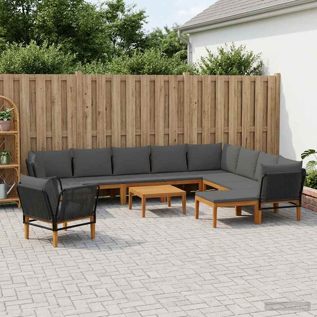 vidaXL 12 pcs Στερεό Acacia Ξύλο & Σχοινί Φυσικό
