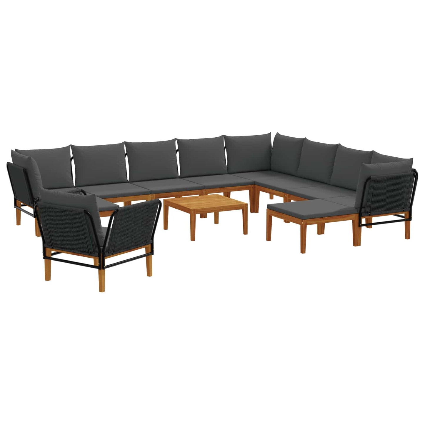 vidaXL 12 pcs Στερεό Acacia Ξύλο & Σχοινί Φυσικό