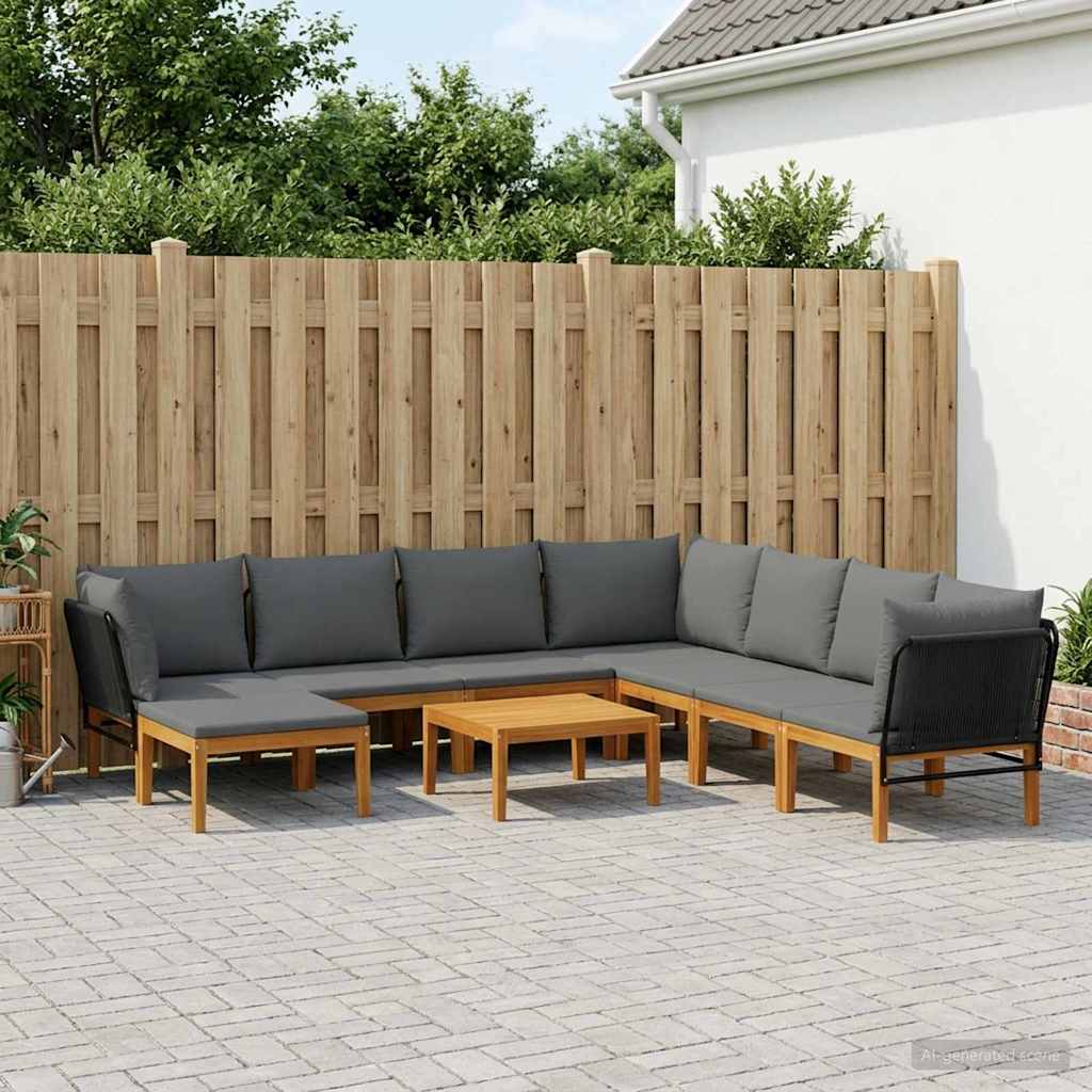 vidaXL 9 pcs Στερεό Acacia Ξύλο & Σχοινί Φυσικό