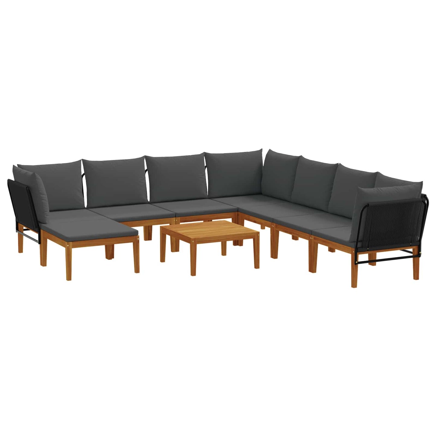vidaXL 9 pcs Στερεό Acacia Ξύλο & Σχοινί Φυσικό