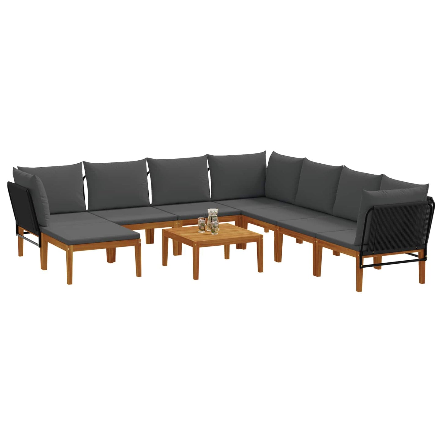 vidaXL 9 pcs Στερεό Acacia Ξύλο & Σχοινί Φυσικό
