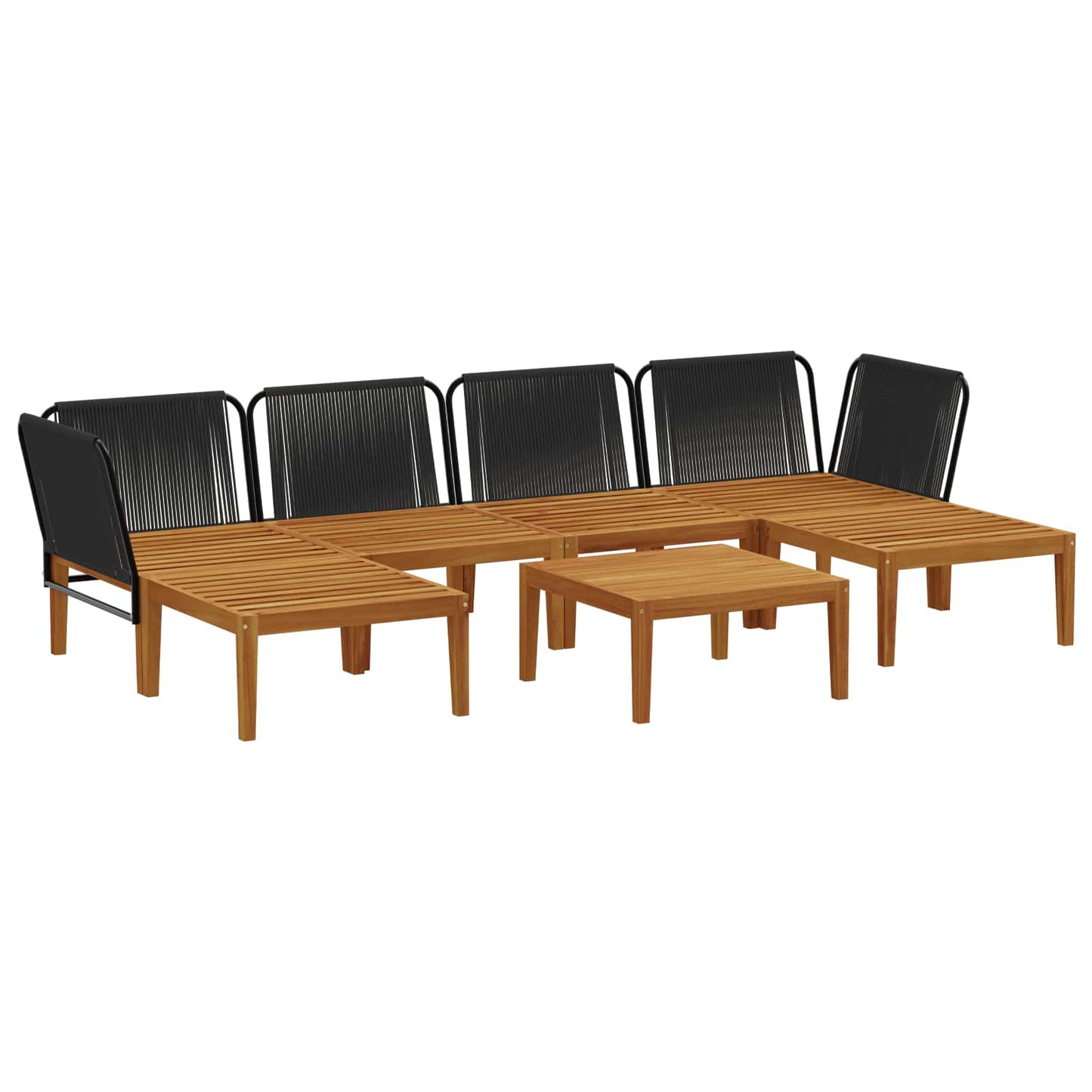 vidaXL 7 pcs Στερεό Acacia Ξύλο & Σχοινί Φυσικό