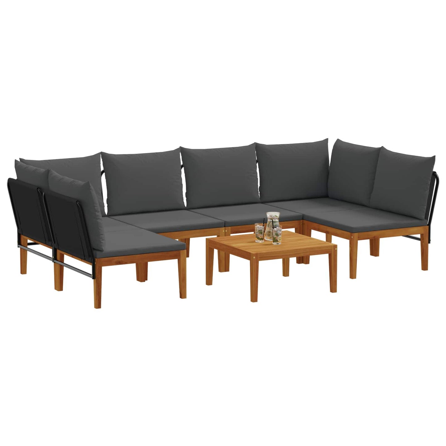 vidaXL 7 pcs Στερεό Acacia Ξύλο & Σχοινί Φυσικό