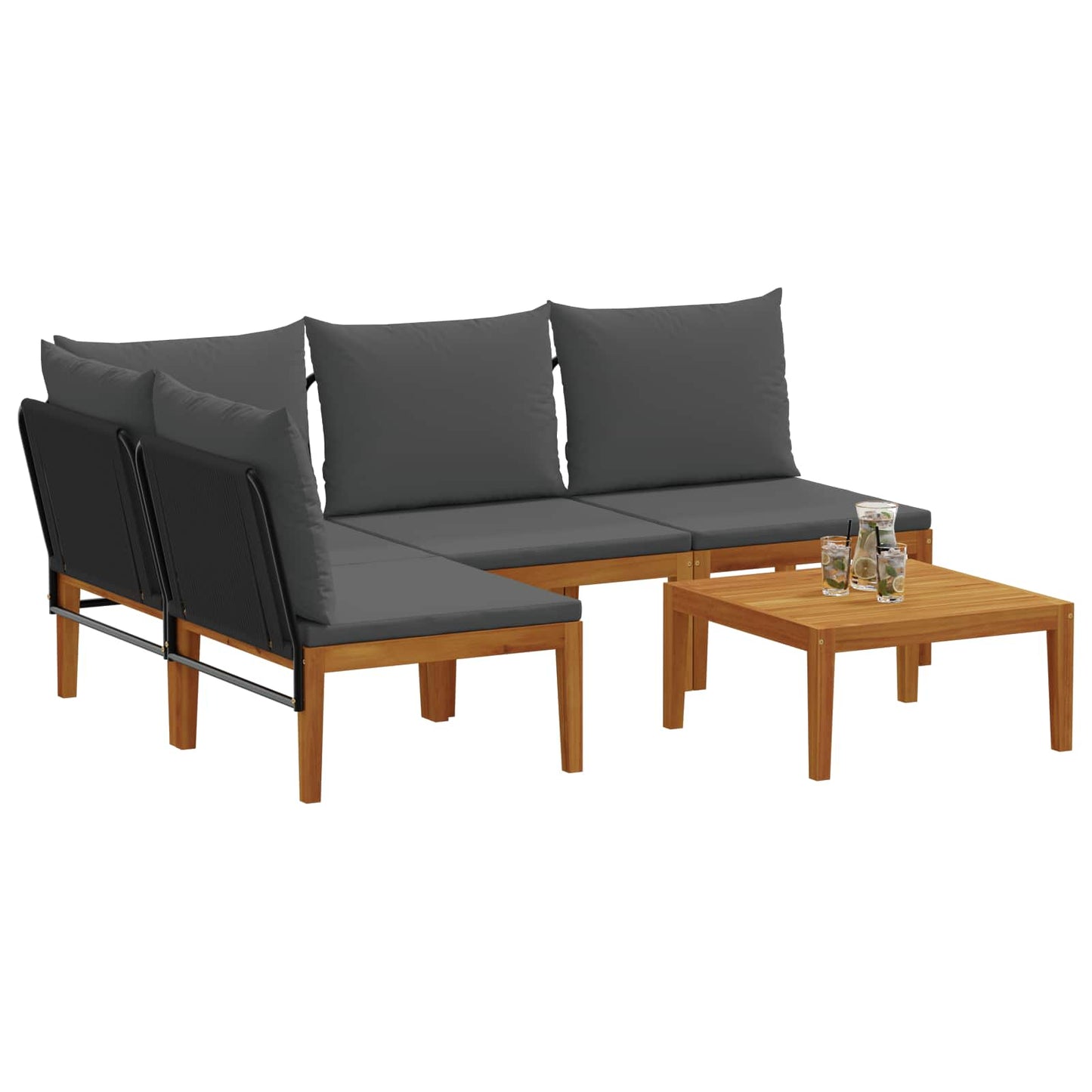 vidaXL 5 pcs Στερεό Acacia Ξύλο & Σχοινί Φυσικό