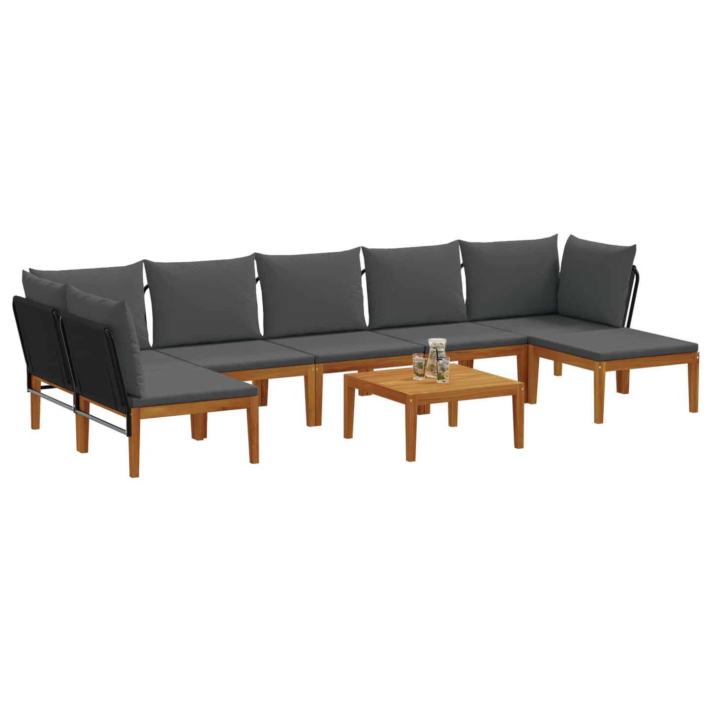 vidaXL 8 pcs Στερεό Acacia Ξύλο & Σχοινί Φυσικό