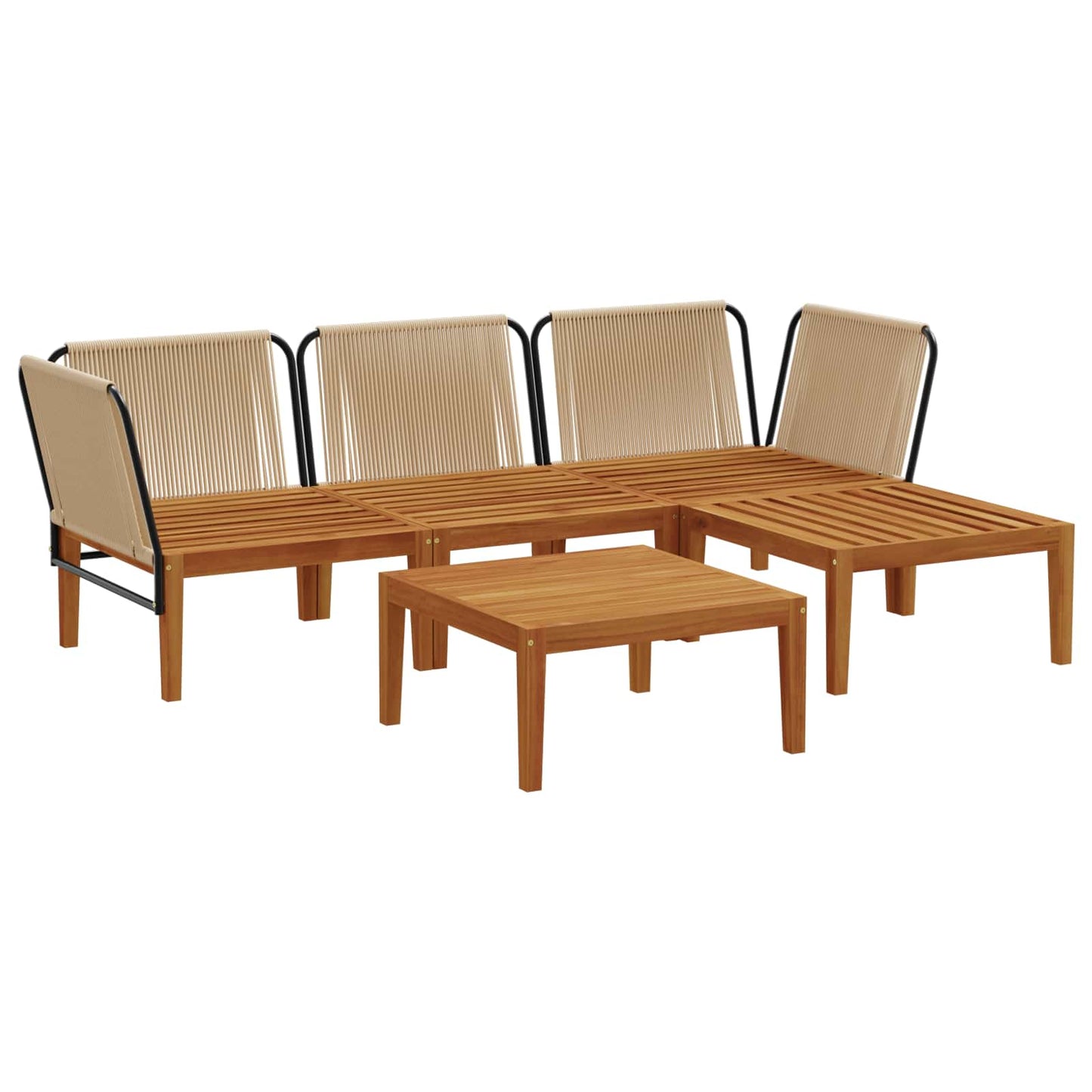 vidaXL 5 pcs Στερεό Acacia Ξύλο & Σχοινί Φυσικό