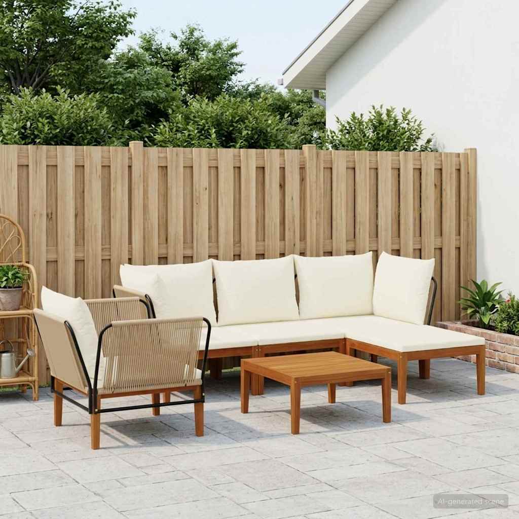 vidaXL 6 pcs Στερεό Acacia Ξύλο & Σχοινί Φυσικό
