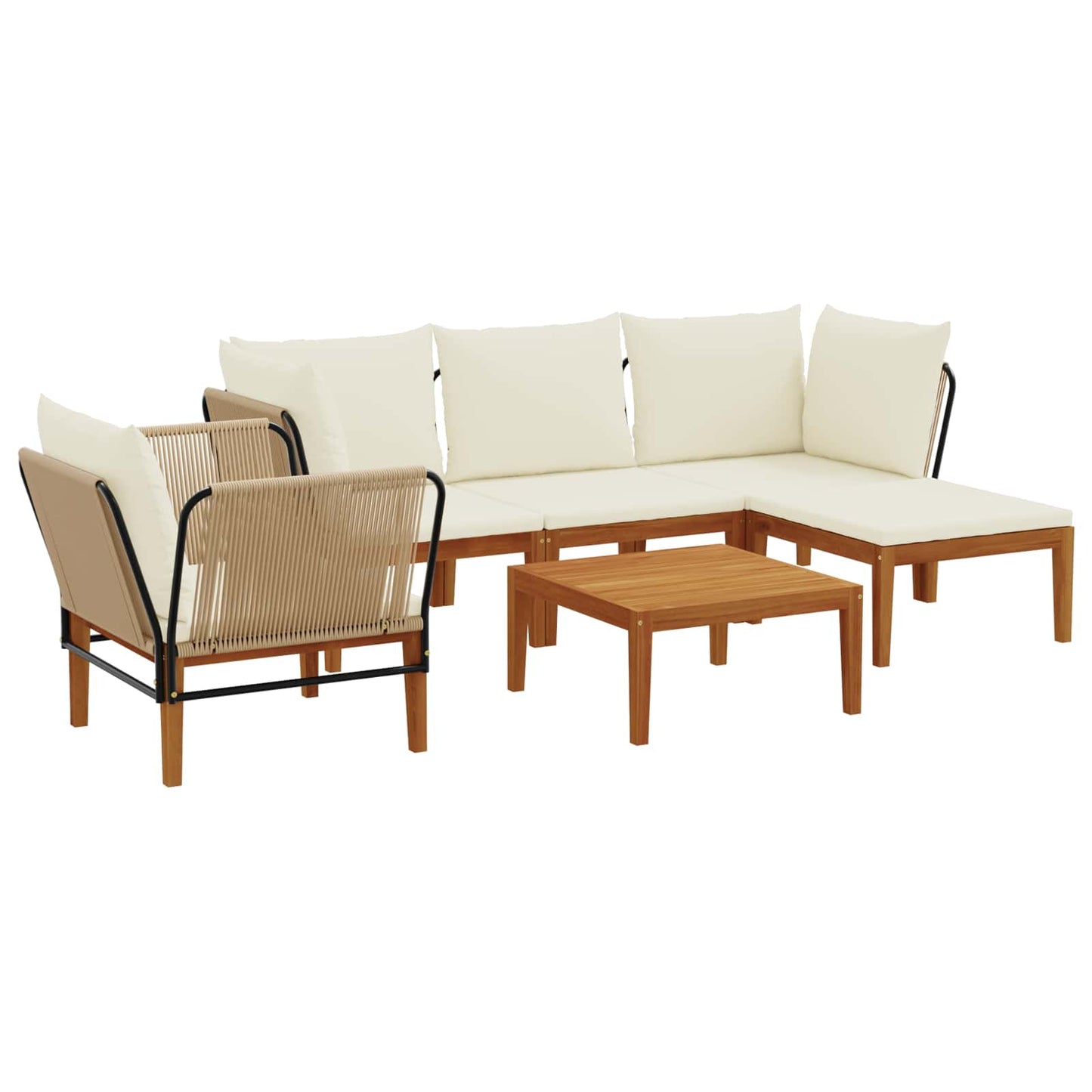 vidaXL 6 pcs Στερεό Acacia Ξύλο & Σχοινί Φυσικό