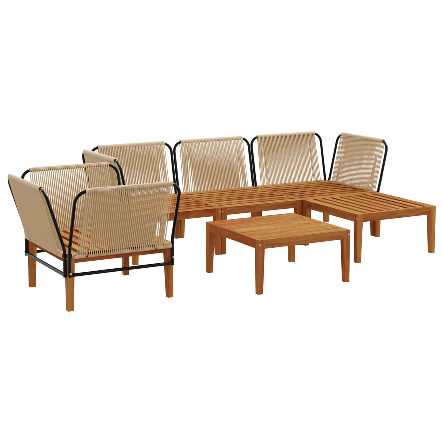 vidaXL 6 pcs Στερεό Acacia Ξύλο & Σχοινί Φυσικό