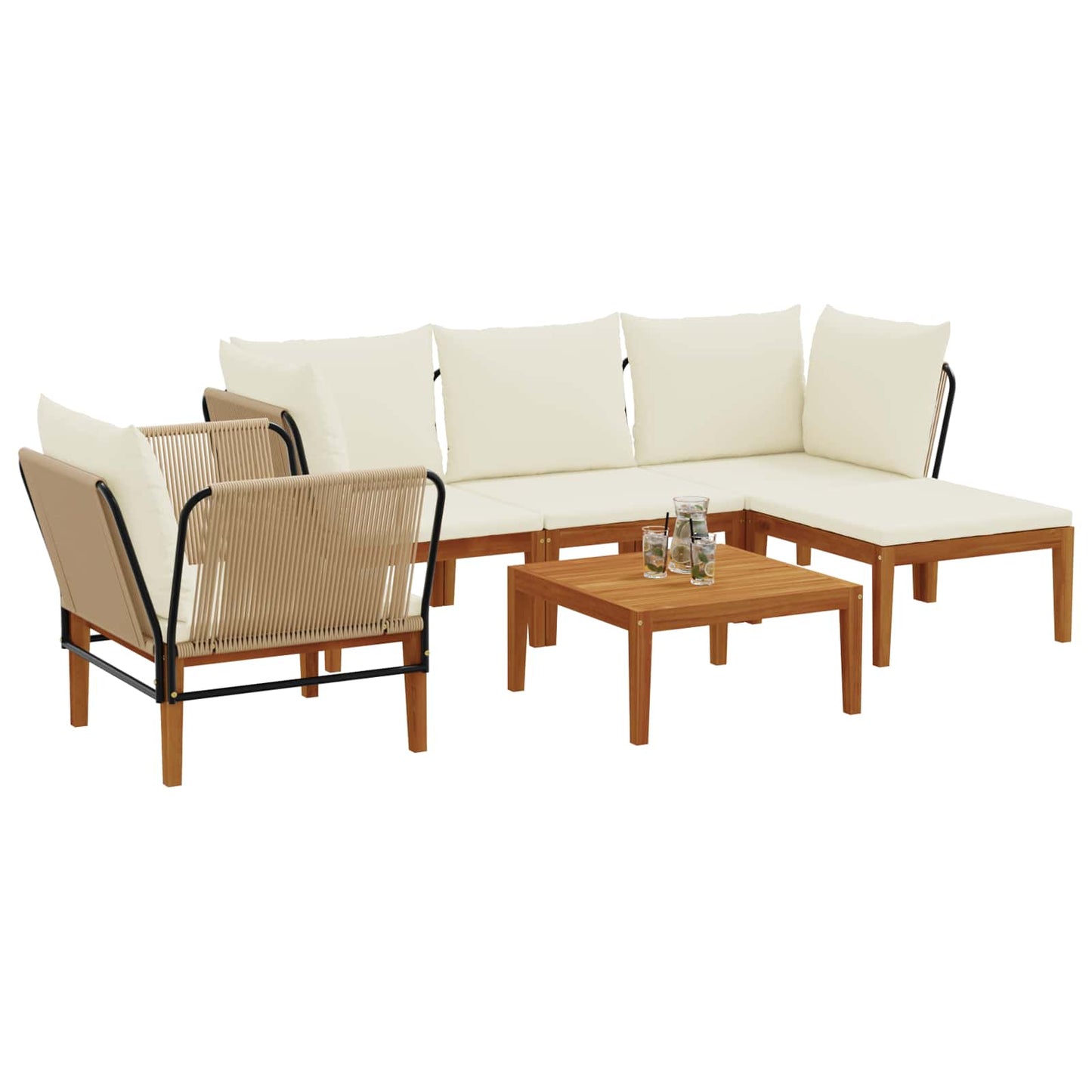 vidaXL 6 pcs Στερεό Acacia Ξύλο & Σχοινί Φυσικό
