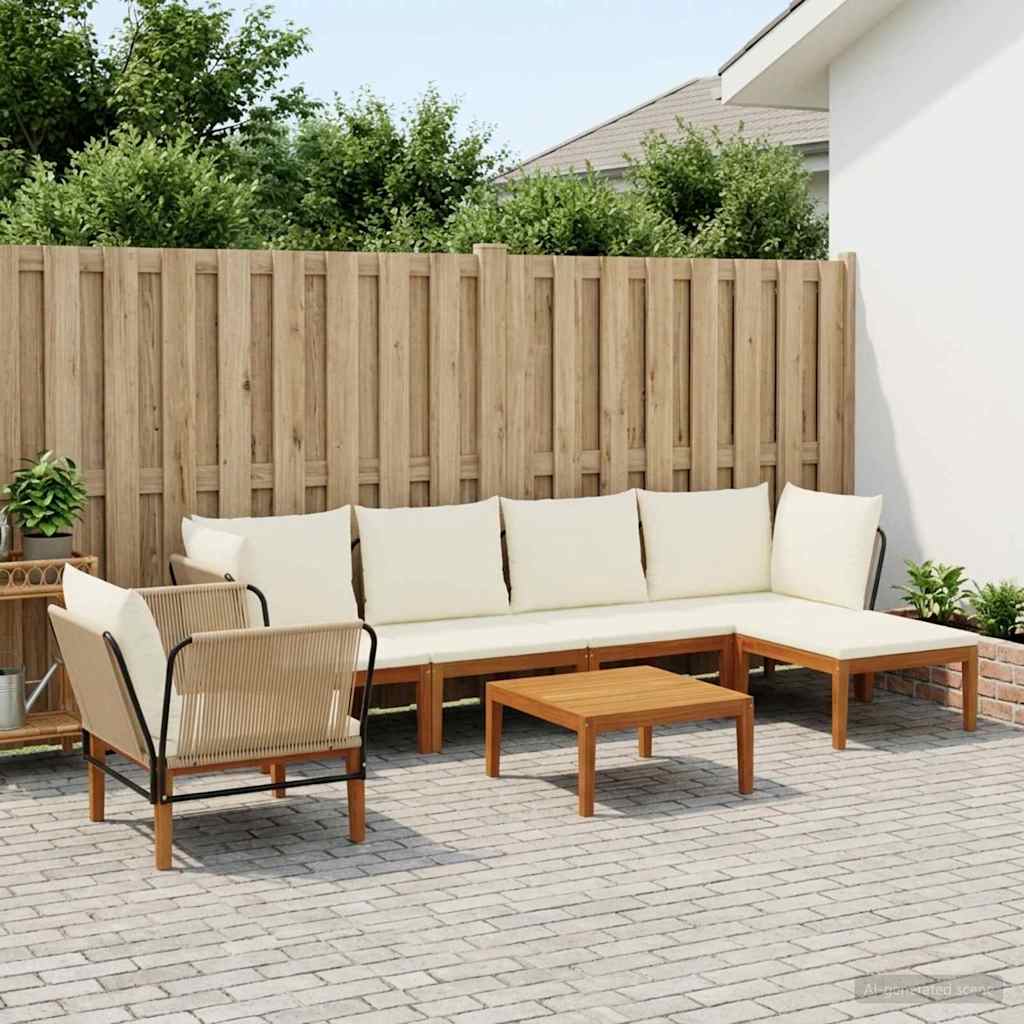 vidaXL 7 pcs Στερεό Acacia Ξύλο & Σχοινί Φυσικό
