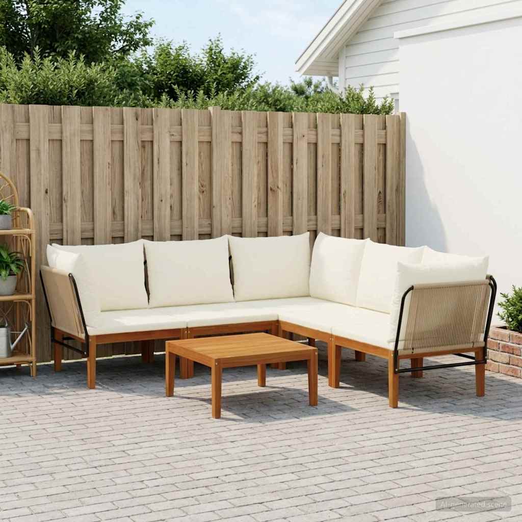 vidaXL 6 pcs Στερεό Acacia Ξύλο & Σχοινί Φυσικό