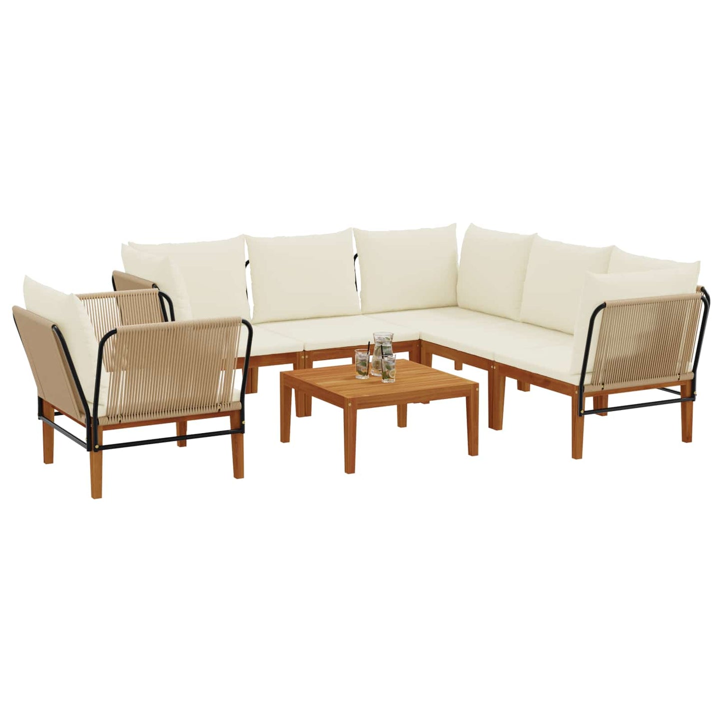 vidaXL 7 pcs Στερεό Acacia Ξύλο & Σχοινί Φυσικό