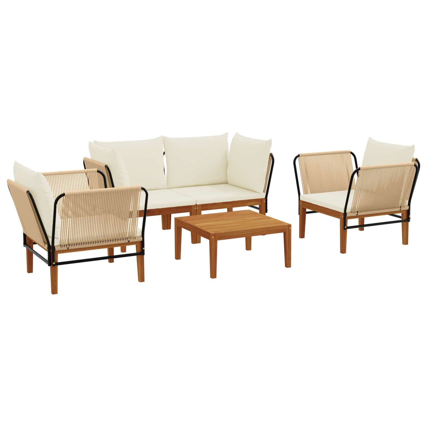 vidaXL 5 pcs Στερεό Acacia Ξύλο & Σχοινί Φυσικό
