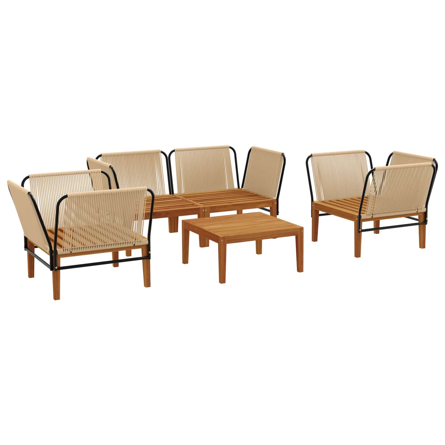 vidaXL 5 pcs Στερεό Acacia Ξύλο & Σχοινί Φυσικό