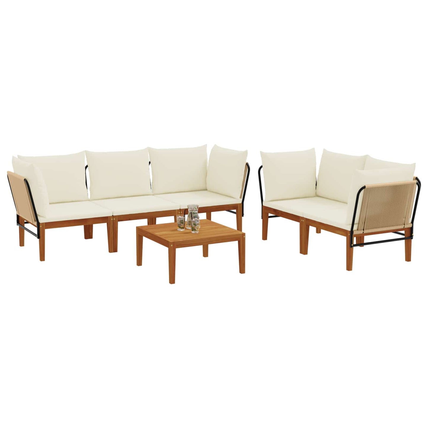 vidaXL 6 pcs Στερεό Acacia Ξύλο & Σχοινί Φυσικό
