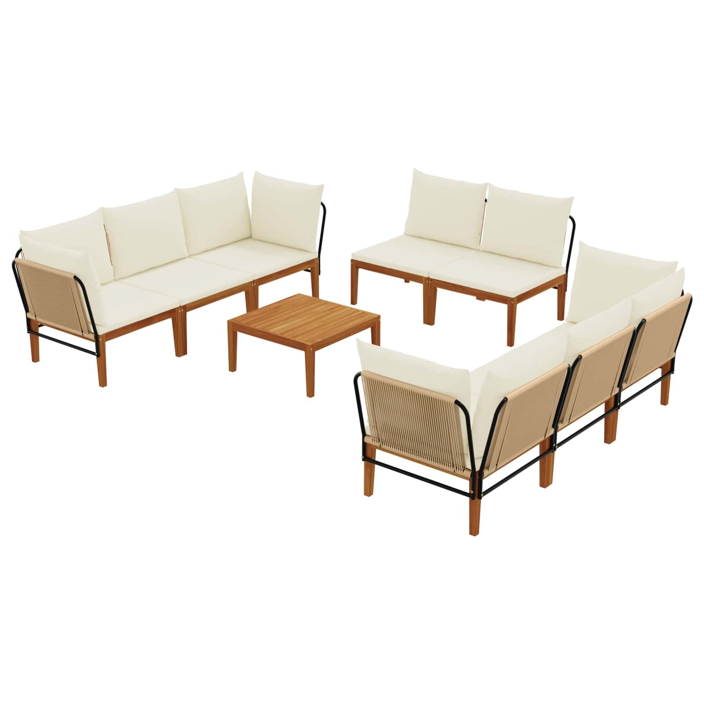 vidaXL 9 pcs Στερεό Acacia Ξύλο & Σχοινί Φυσικό