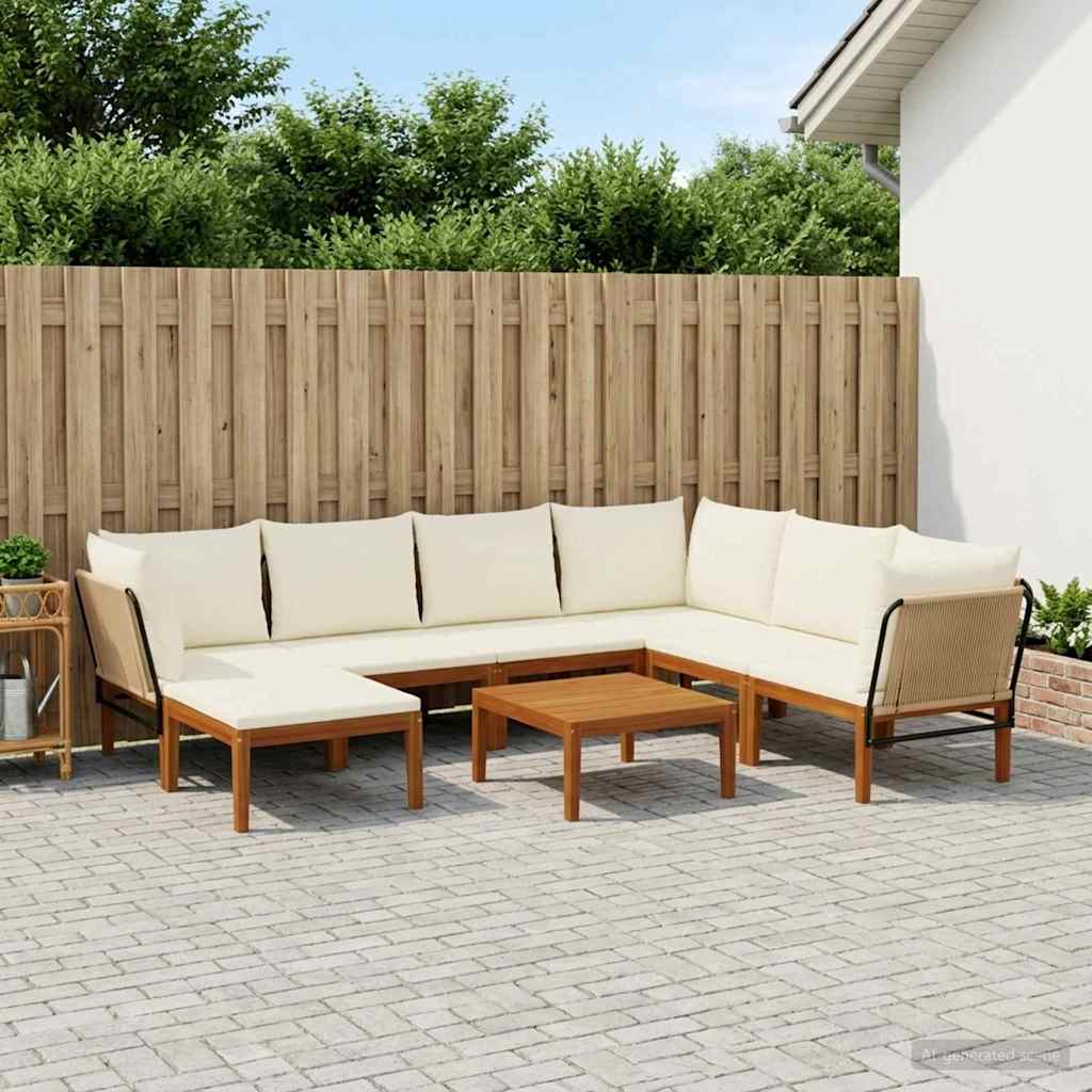 vidaXL 8 pcs Στερεό Acacia Ξύλο & Σχοινί Φυσικό