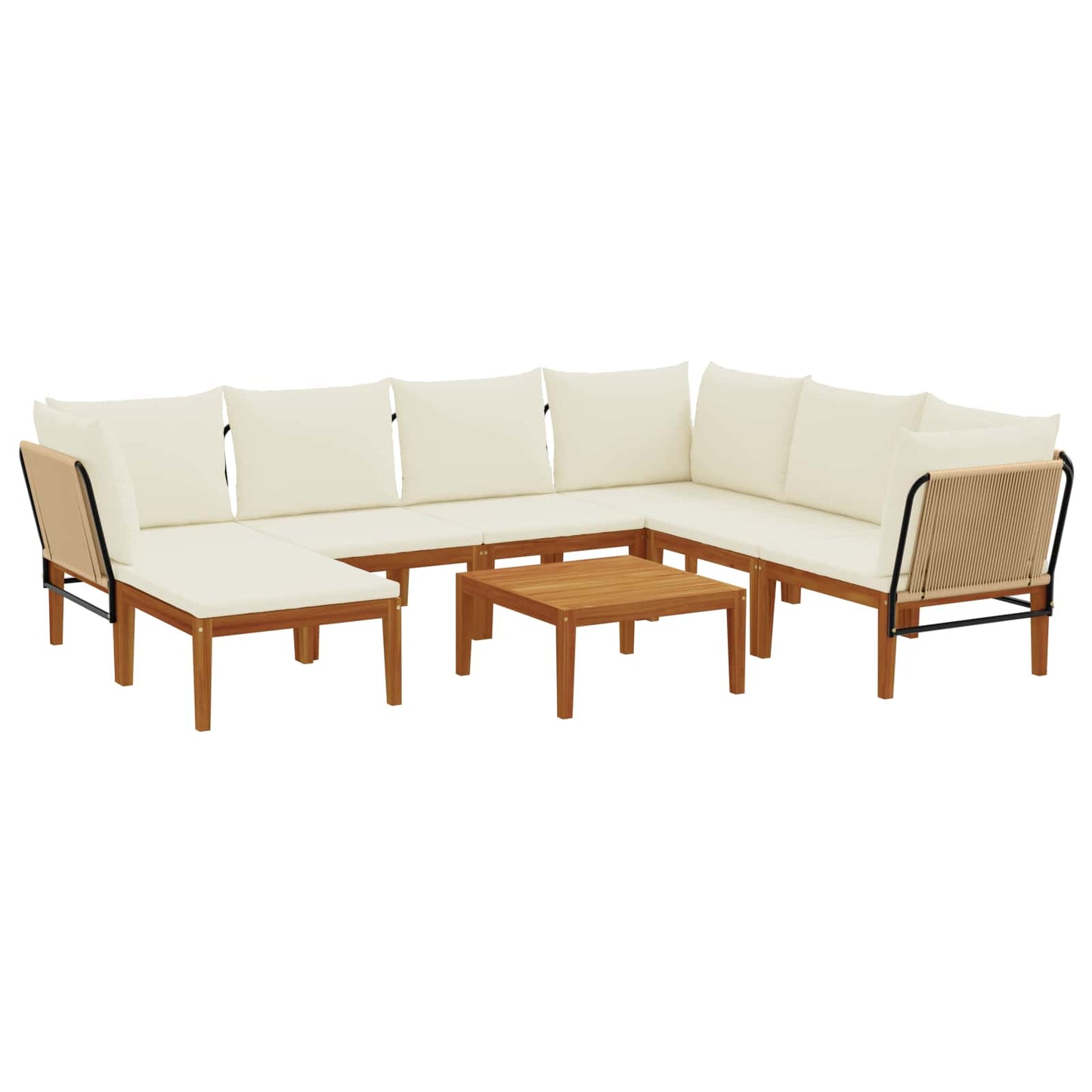 vidaXL 8 pcs Στερεό Acacia Ξύλο & Σχοινί Φυσικό
