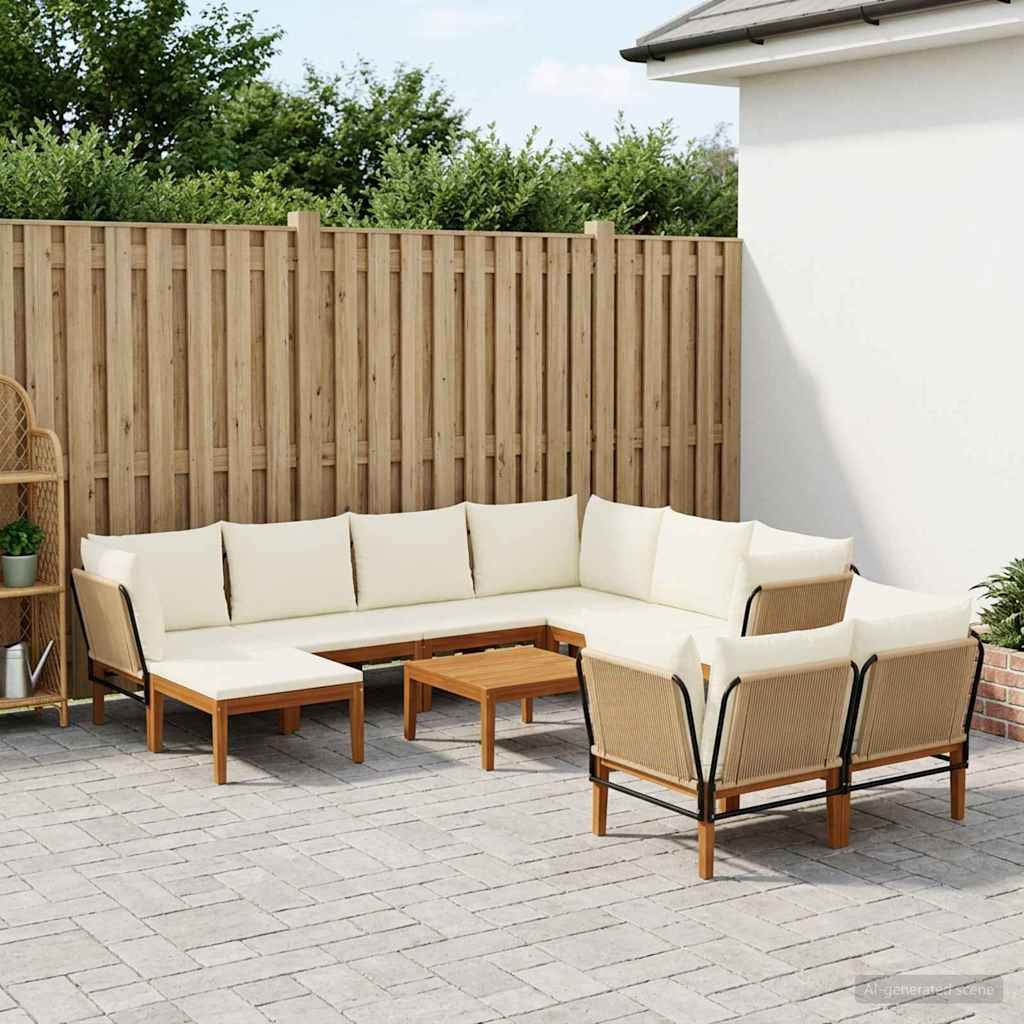 vidaXL 10 pcs Στερεό Acacia Ξύλο & Σχοινί Φυσικό