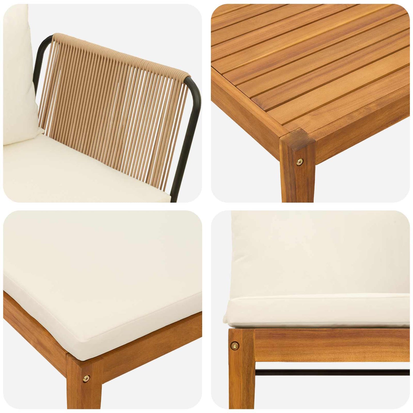 vidaXL 12 pcs Στερεό Acacia Ξύλο & Σχοινί Φυσικό