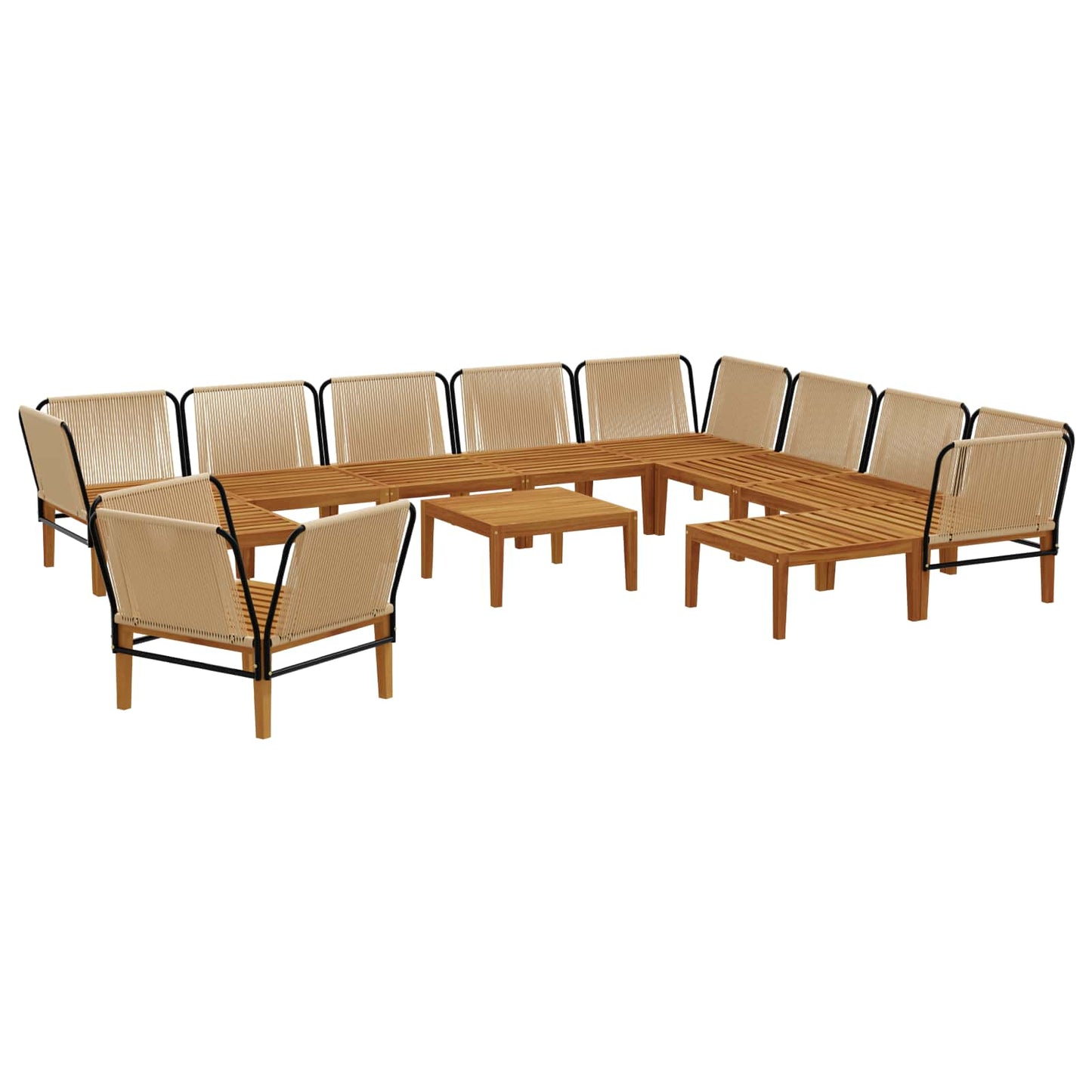 vidaXL 12 pcs Στερεό Acacia Ξύλο & Σχοινί Φυσικό