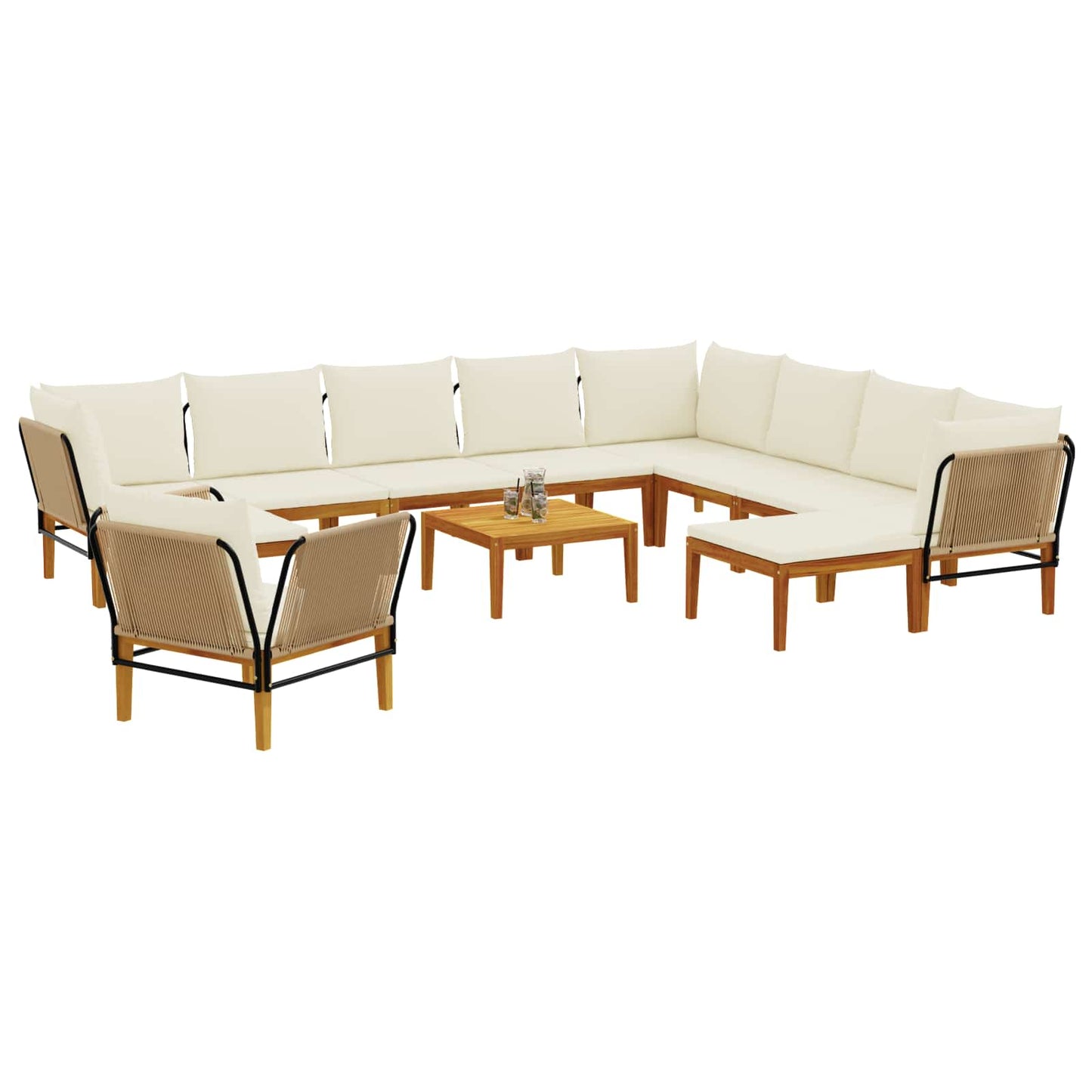 vidaXL 12 pcs Στερεό Acacia Ξύλο & Σχοινί Φυσικό