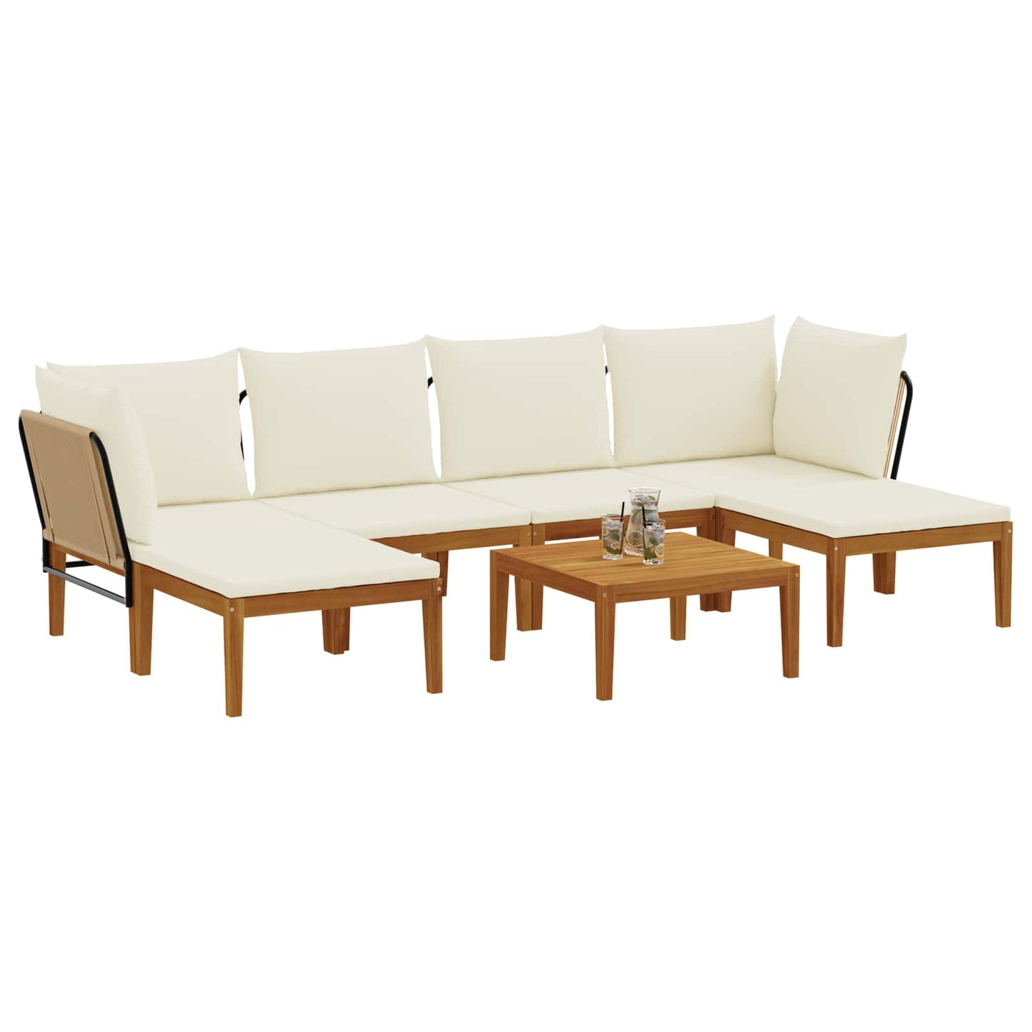vidaXL 7 pcs Στερεό Acacia Ξύλο & Σχοινί Φυσικό