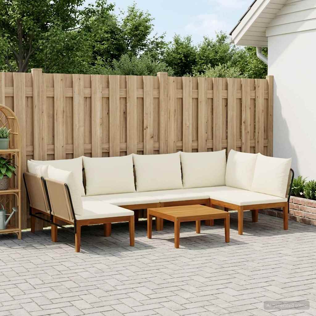 vidaXL 7 pcs Στερεό Acacia Ξύλο & Σχοινί Φυσικό