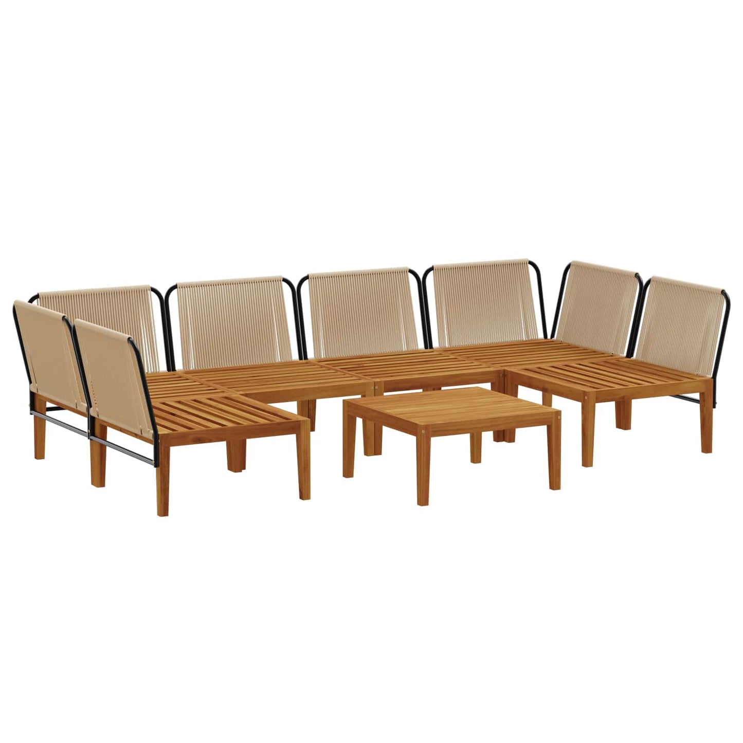 vidaXL 7 pcs Στερεό Acacia Ξύλο & Σχοινί Φυσικό