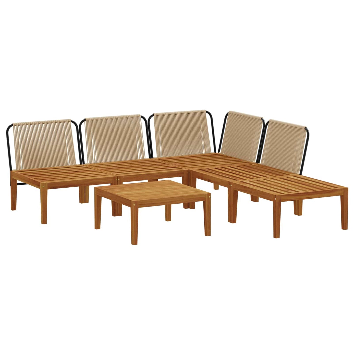 vidaXL 6 pcs Στερεό Acacia Ξύλο & Σχοινί Φυσικό