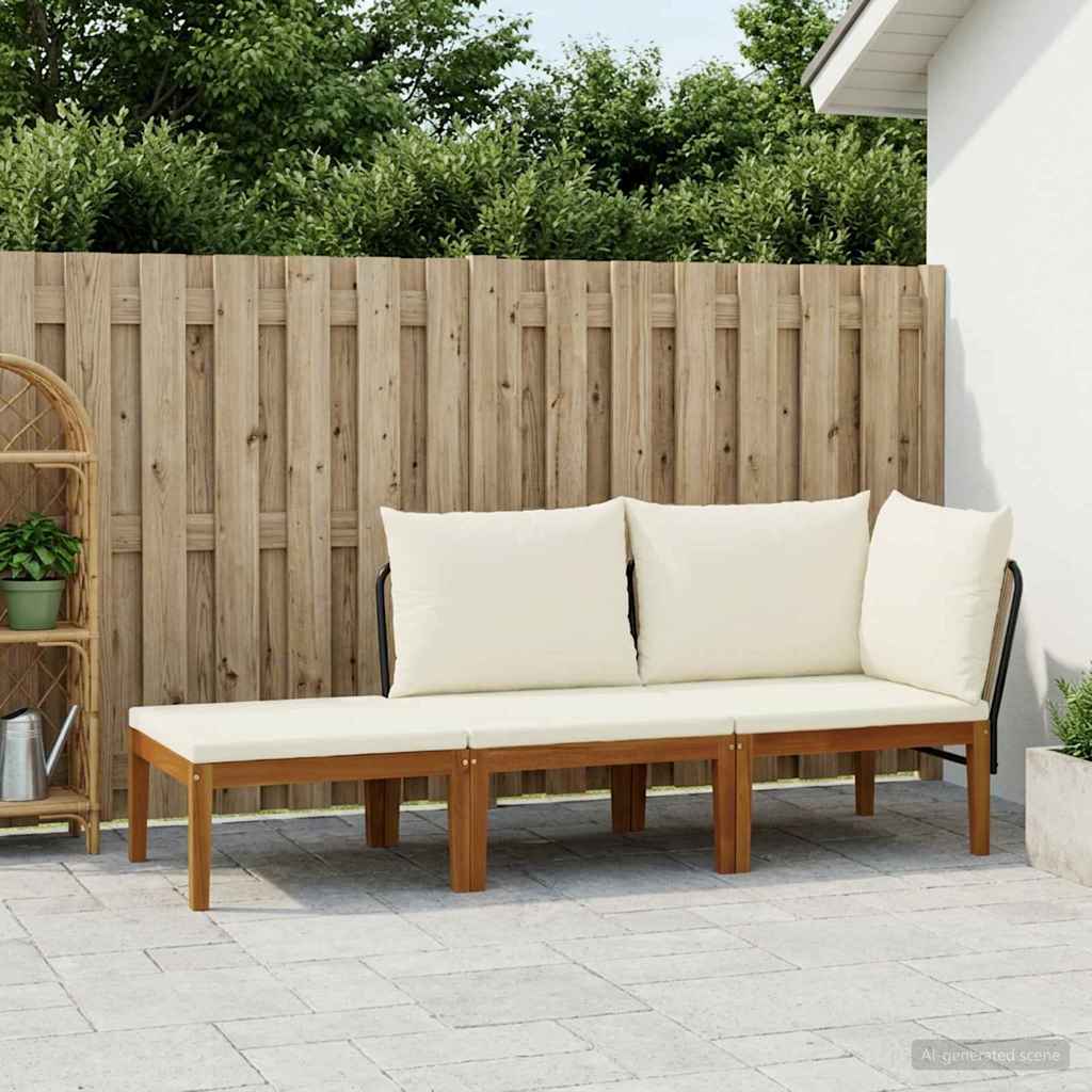 vidaXL 3 pcs Στερεό Acacia Ξύλο & Σχοινί Φυσικό