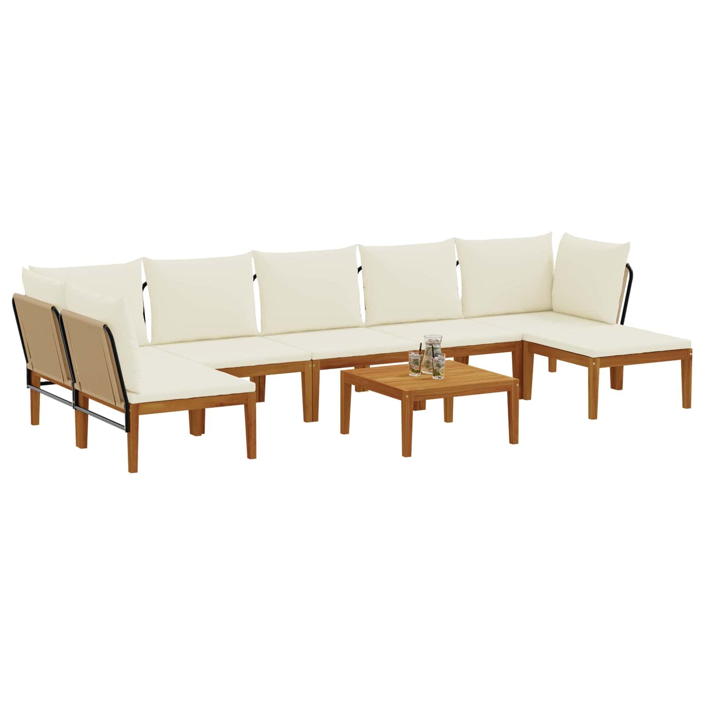 vidaXL 8 pcs Στερεό Acacia Ξύλο & Σχοινί Φυσικό