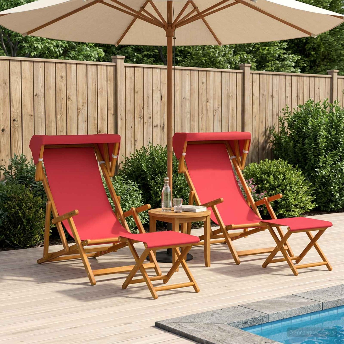 vidaXL Καρέκλα Ακτίνας 4 pcs 3 θέση Στερεό Ξύλο Ευκαλύπτου Κόκκινο