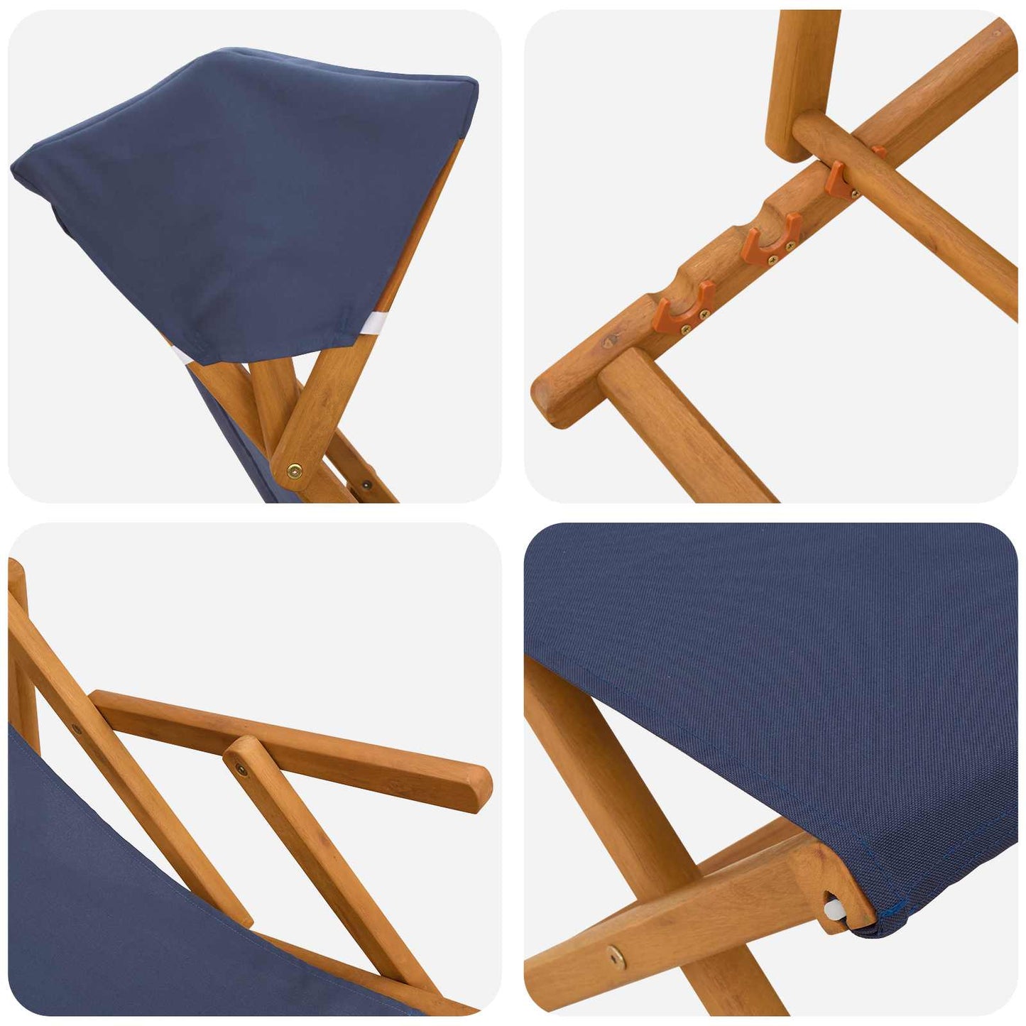 vidaXL Καρέκλα Ακτίνας 4 pcs 3 θέση Στερεό Ξύλο Ευκαλύπτου Μπλε