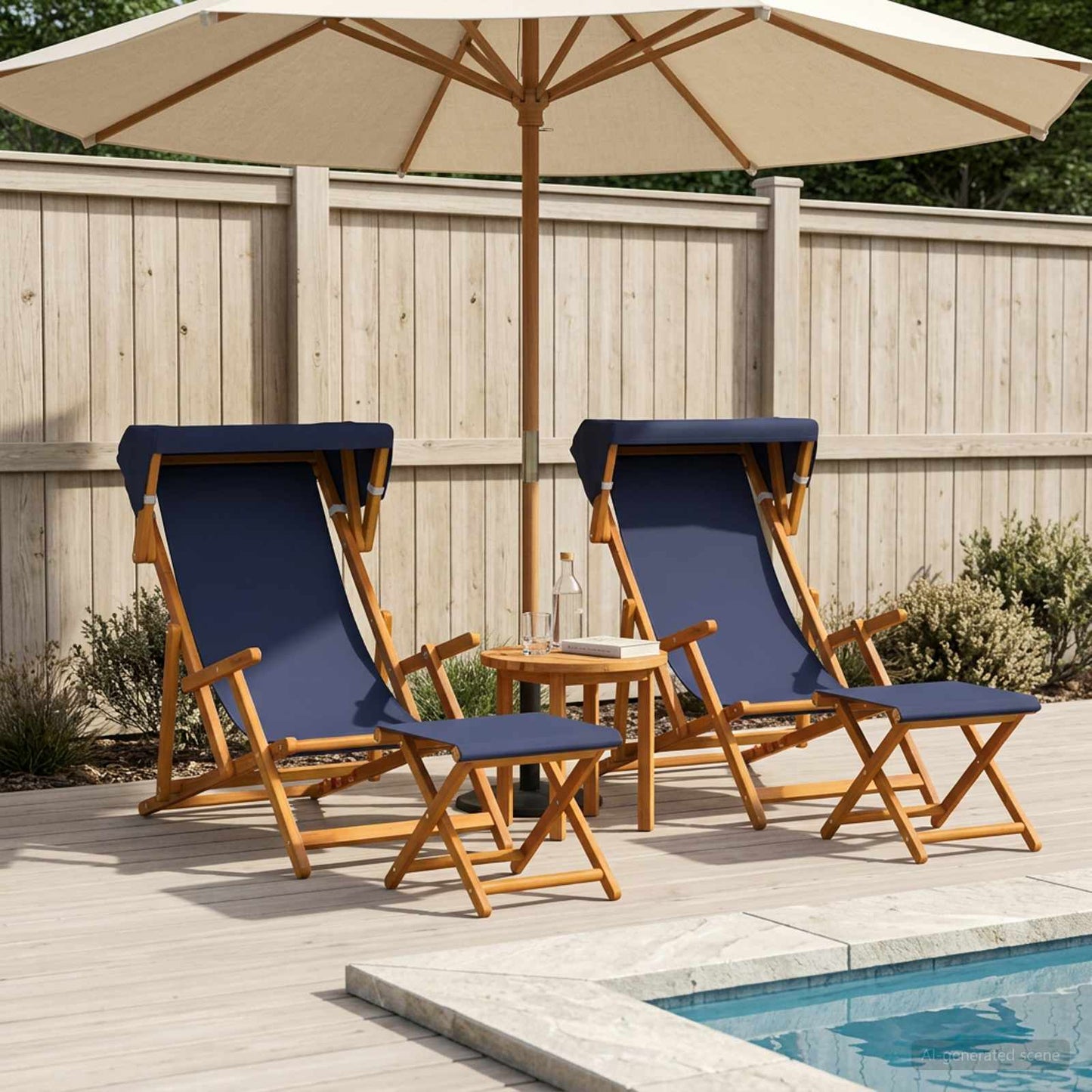 vidaXL Καρέκλα Ακτίνας 4 pcs 3 θέση Στερεό Ξύλο Ευκαλύπτου Μπλε