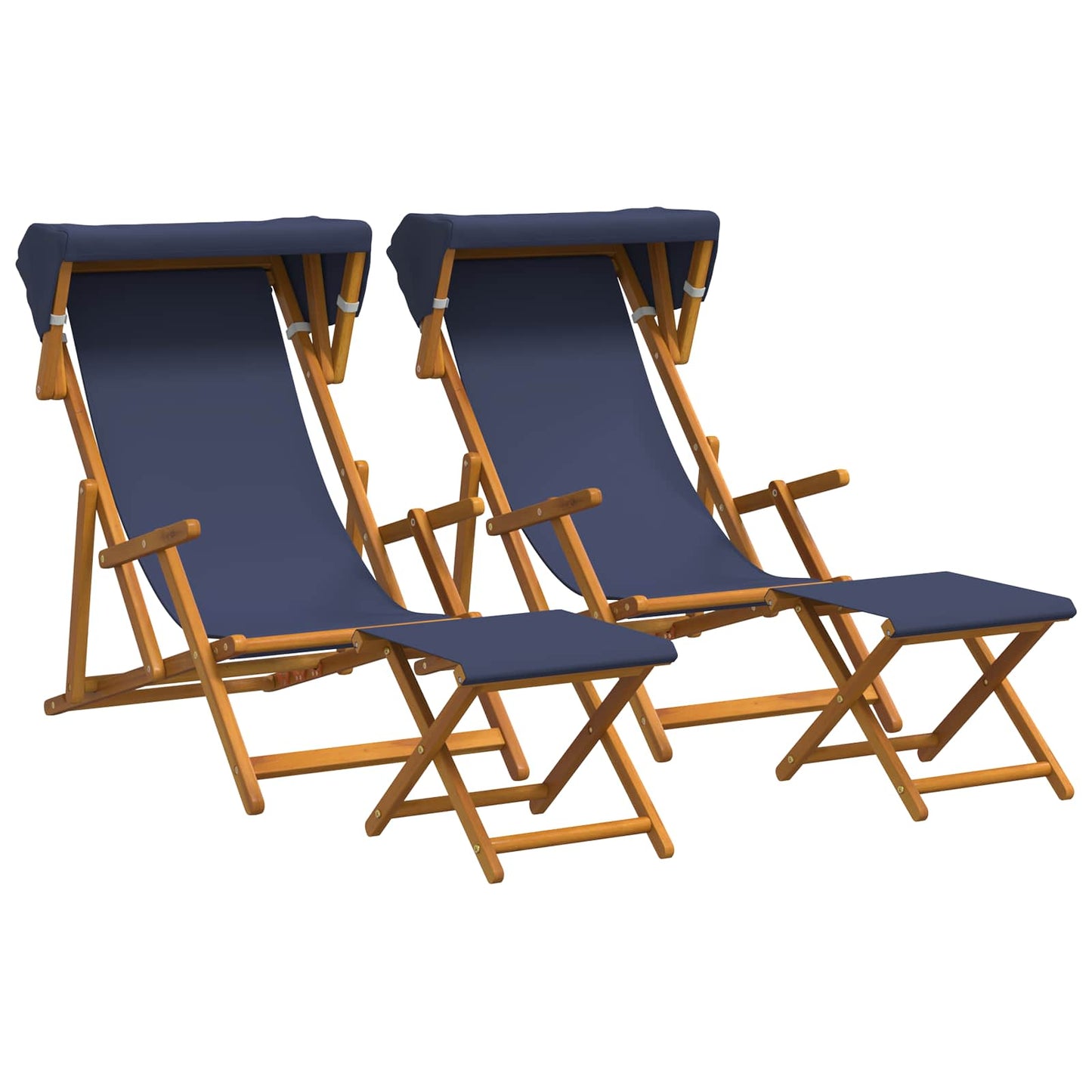 vidaXL Καρέκλα Ακτίνας 4 pcs 3 θέση Στερεό Ξύλο Ευκαλύπτου Μπλε