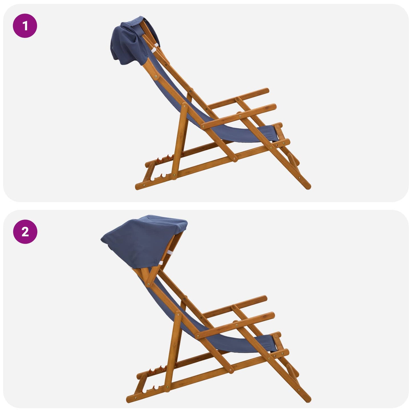 vidaXL Καρέκλα Ακτίνας 4 pcs 3 θέση Στερεό Ξύλο Ευκαλύπτου Μπλε