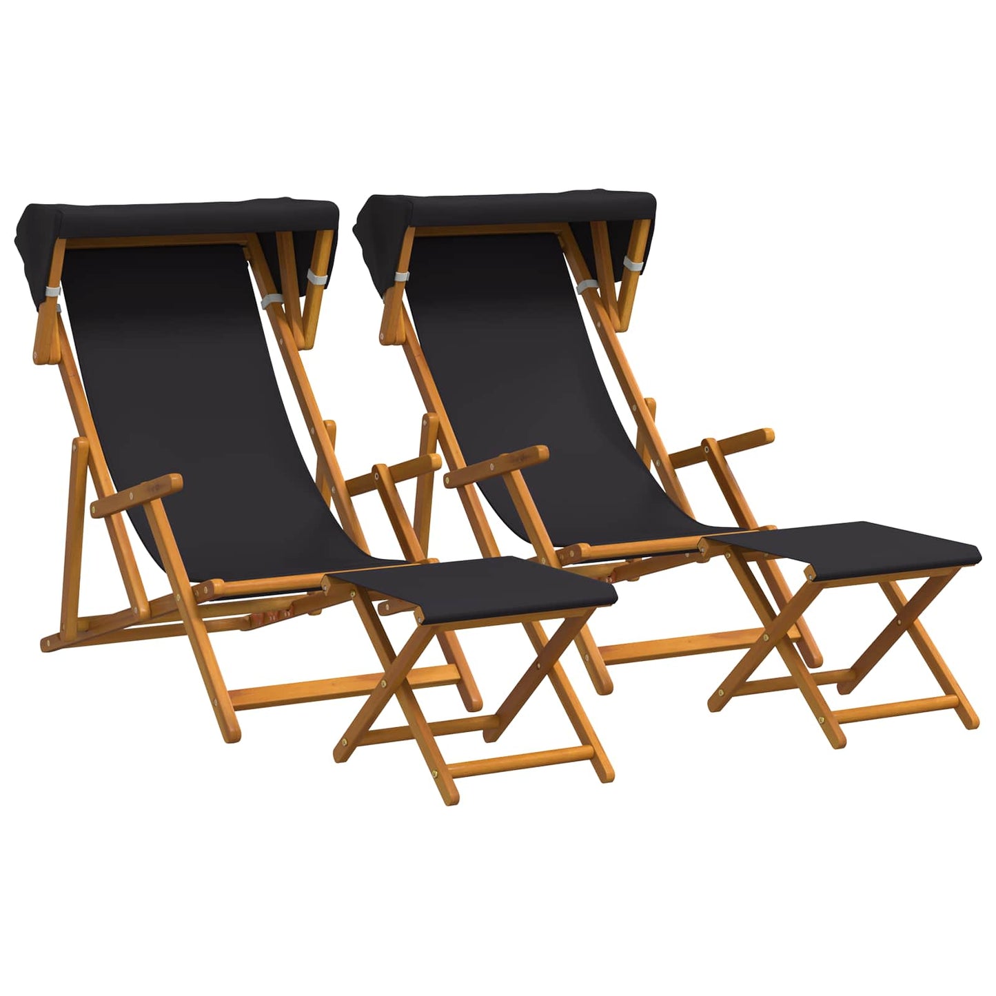 vidaXL Καρέκλα Ακτίνας 4 pcs 3 θέση Στερεό Ξύλο Ευκαλύπτου Μαύρο