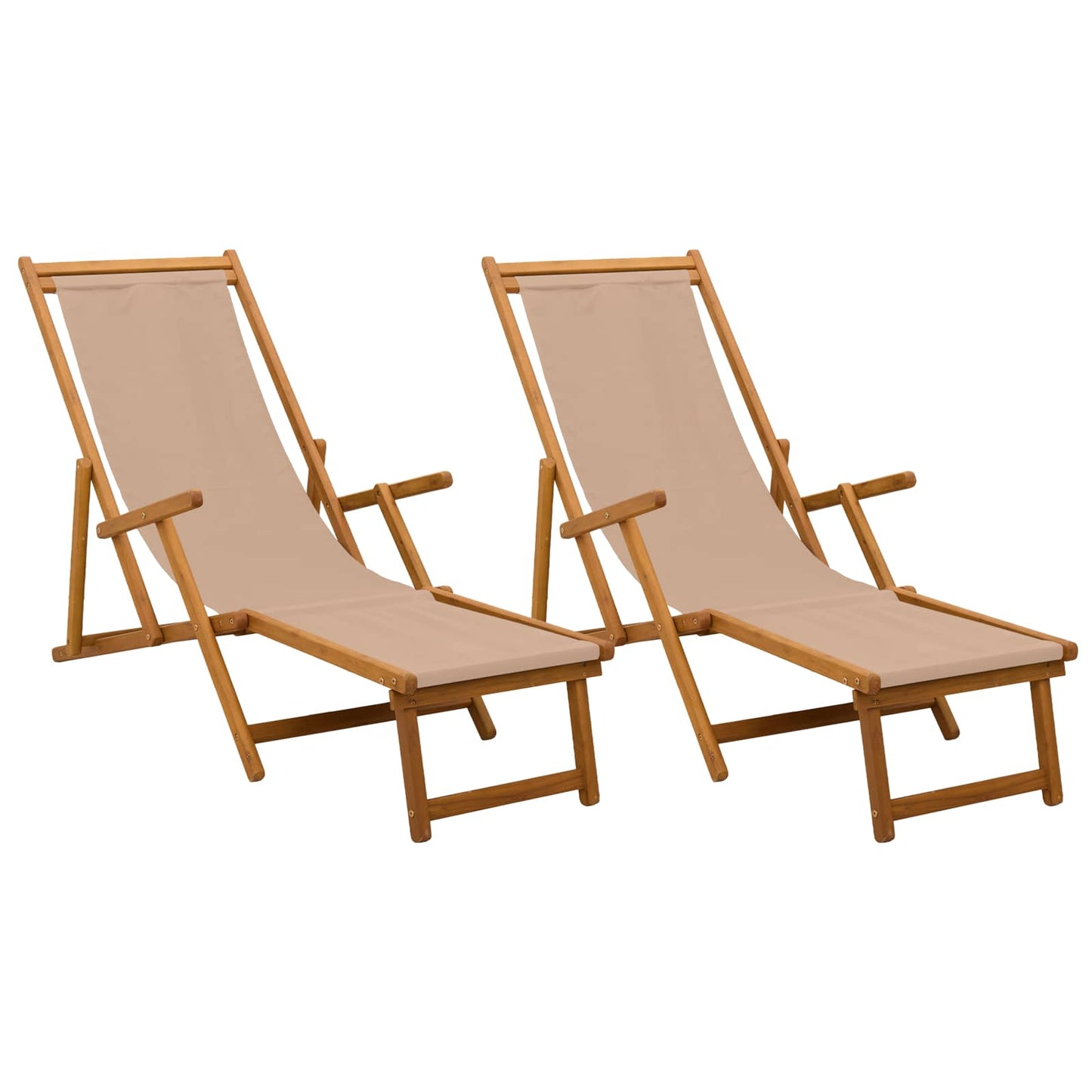 vidaXL Πτυσσόμενη ξαπλώστρα 2 τμχ. 3 θέση Στερεό Ξύλο Ευκαλύπτου Taupe