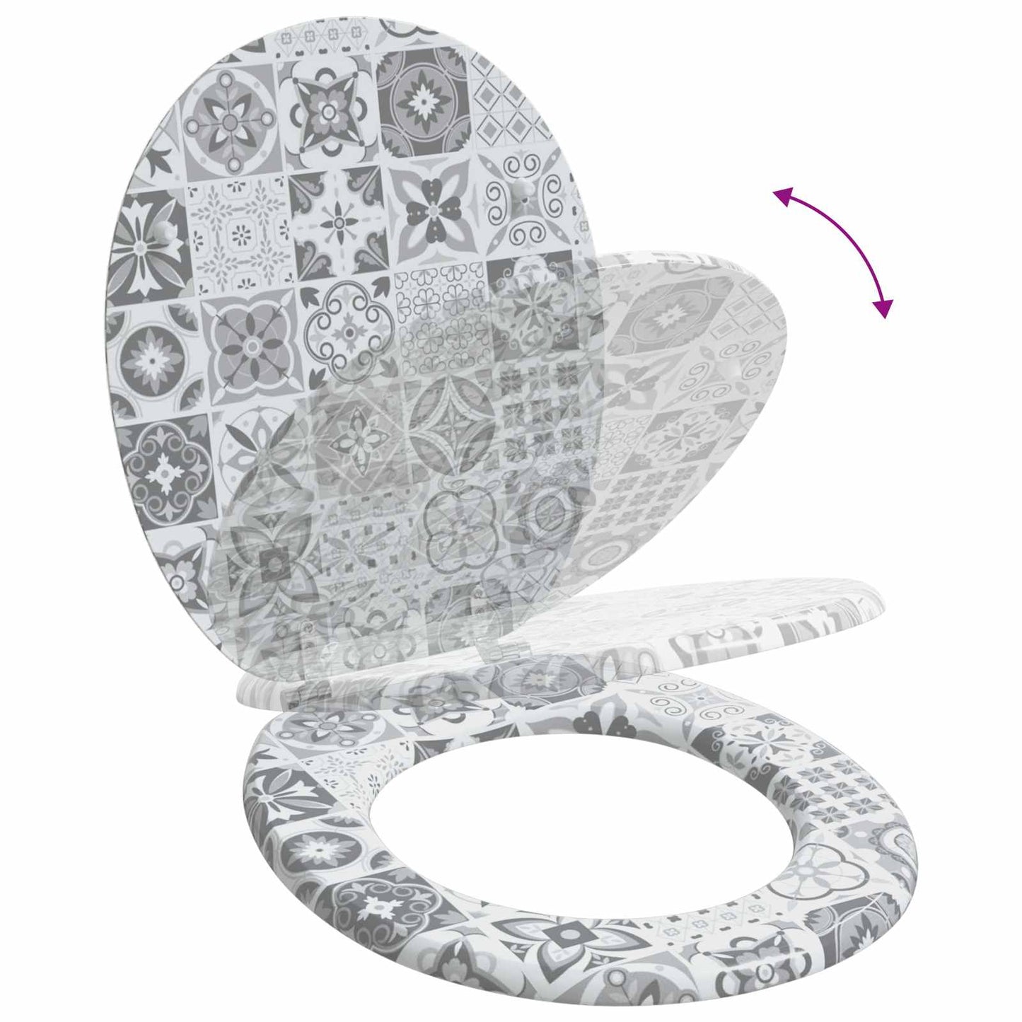 vidaXL Μαλακή κλειστή λεκάνη Γκρι 44 x 38 εκ. Πίνακας MDF