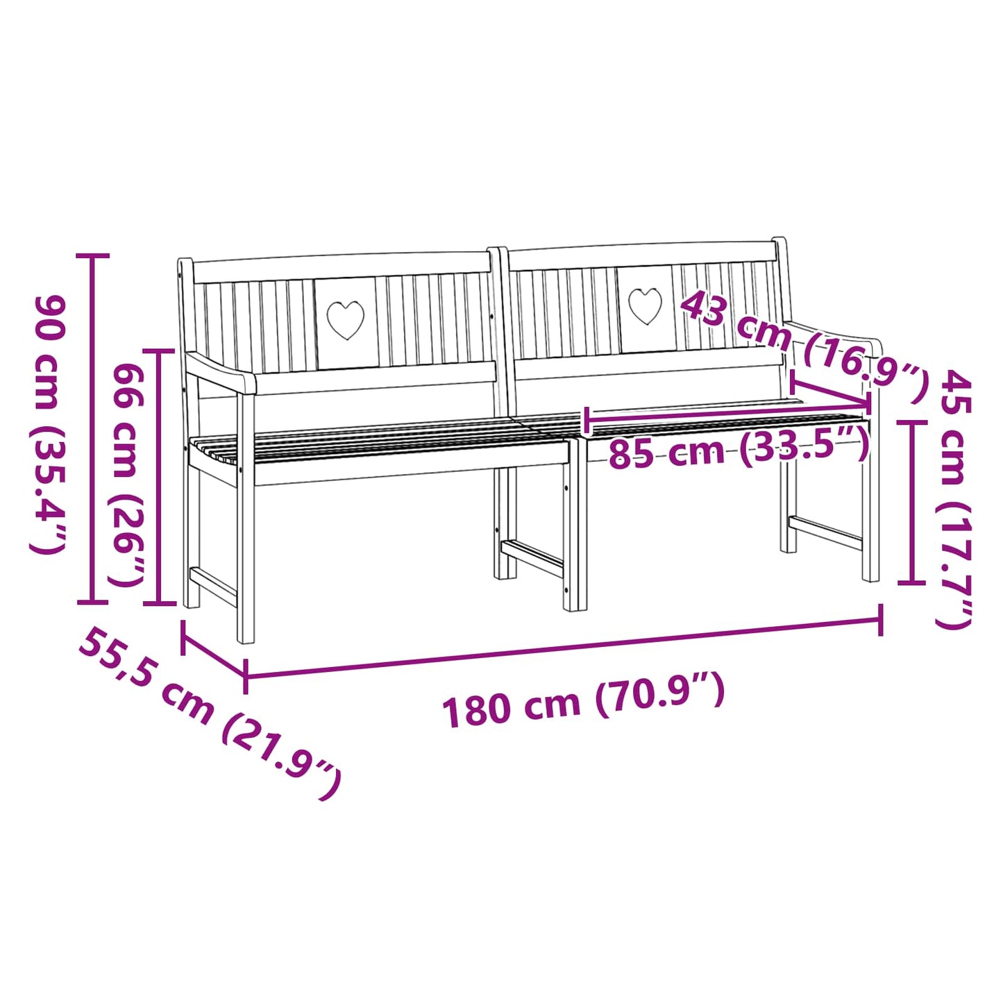 vidaXL Εξωτερικός πάγκος Φυσικό 180 x 55,5 x 90 cm Στερεό Ξύλο Ακακίας