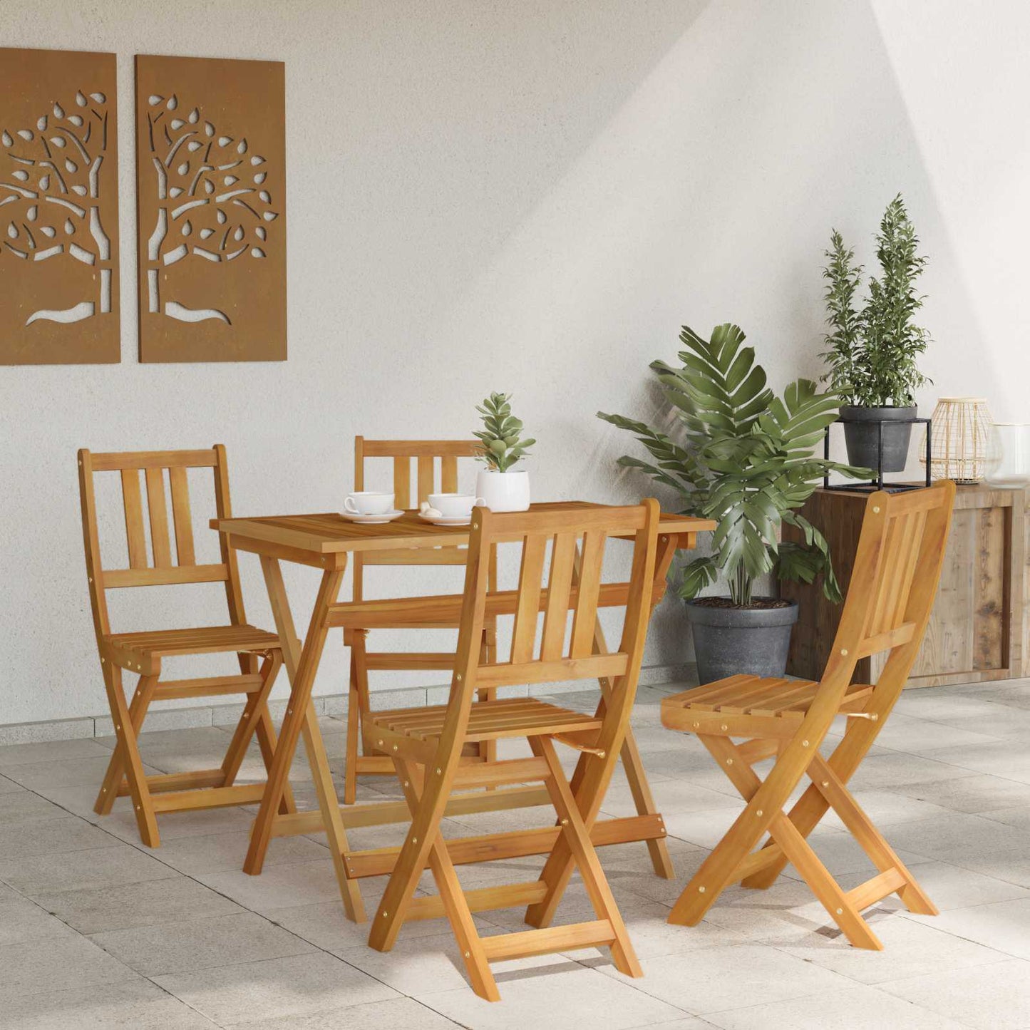 vidaXL Καρέκλες εξωτερικής βεράντας 4 pcs Φυσικό 40 x 42 x 85 εκ
