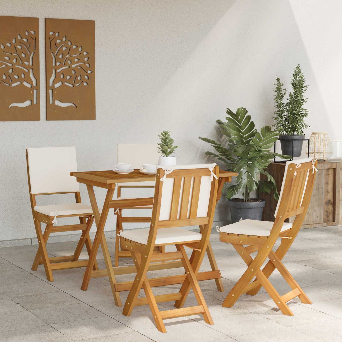 vidaXL Καρέκλες εξωτερικής βεράντας 4 pcs Λευκό κρεμ