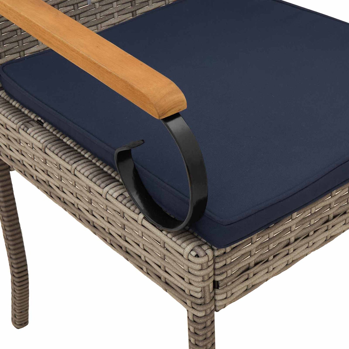vidaXL Καρέκλες Κήπου 2 pcs Γκρι και Navy Blue Πολυ Ράτταν και Ακακία