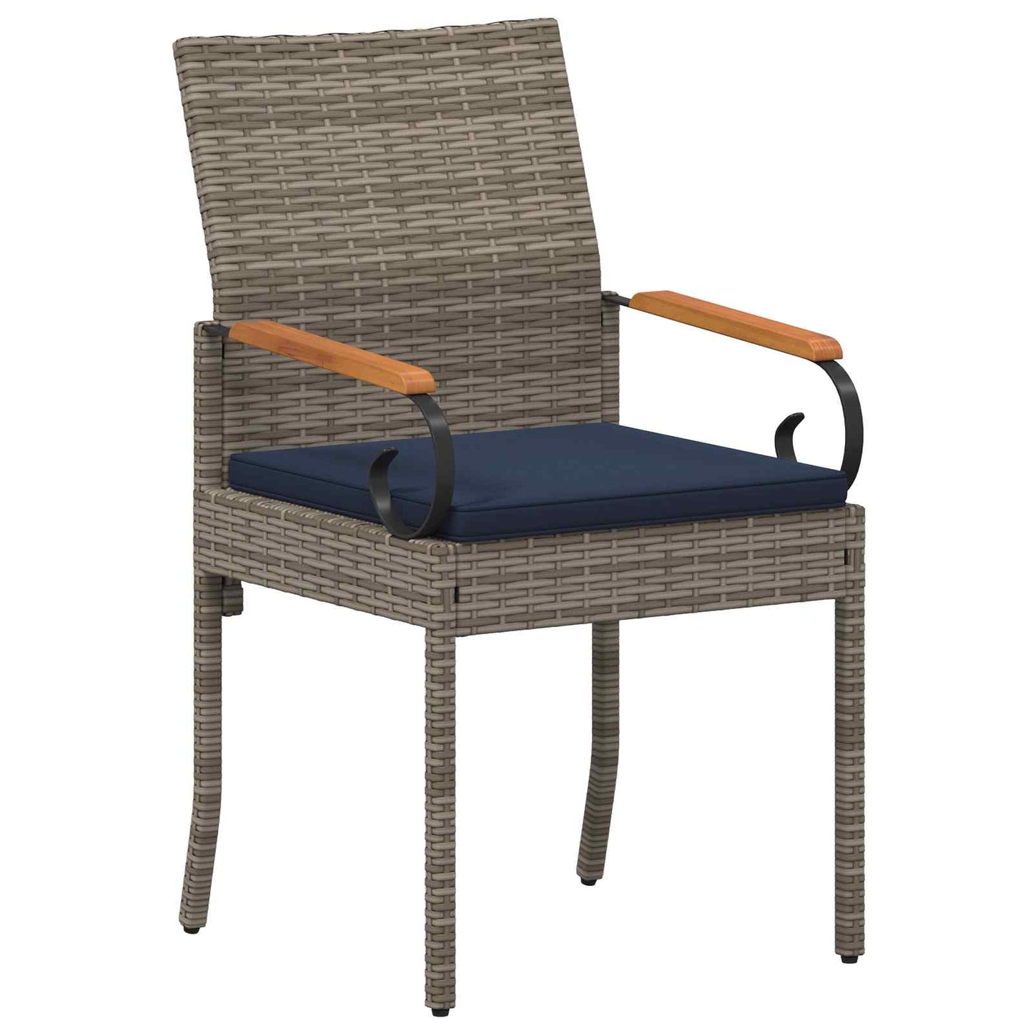 vidaXL Καρέκλες Κήπου 2 pcs Γκρι και Navy Blue Πολυ Ράτταν και Ακακία