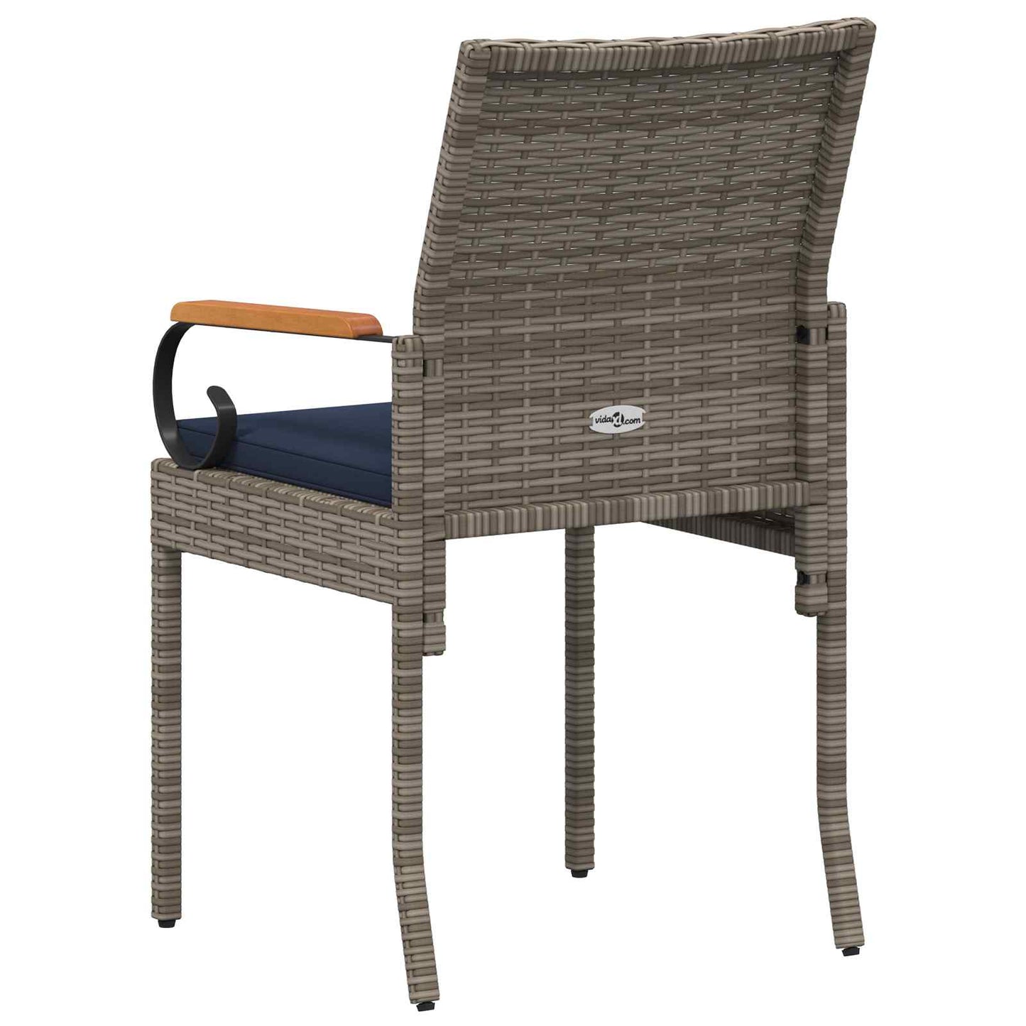 vidaXL Καρέκλες Κήπου 2 pcs Γκρι και Navy Blue Πολυ Ράτταν και Ακακία