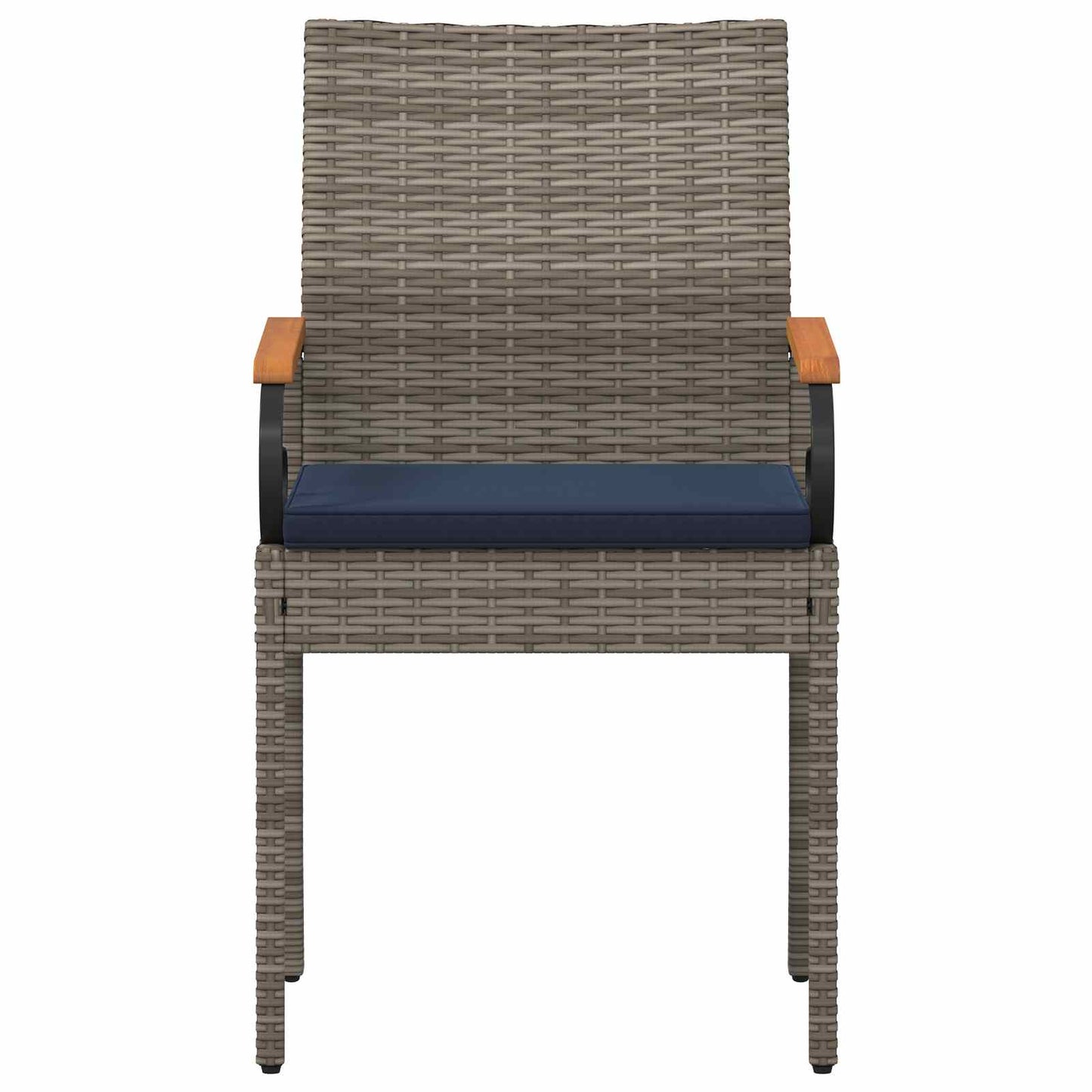 vidaXL Καρέκλες Κήπου 2 pcs Γκρι και Navy Blue Πολυ Ράτταν και Ακακία